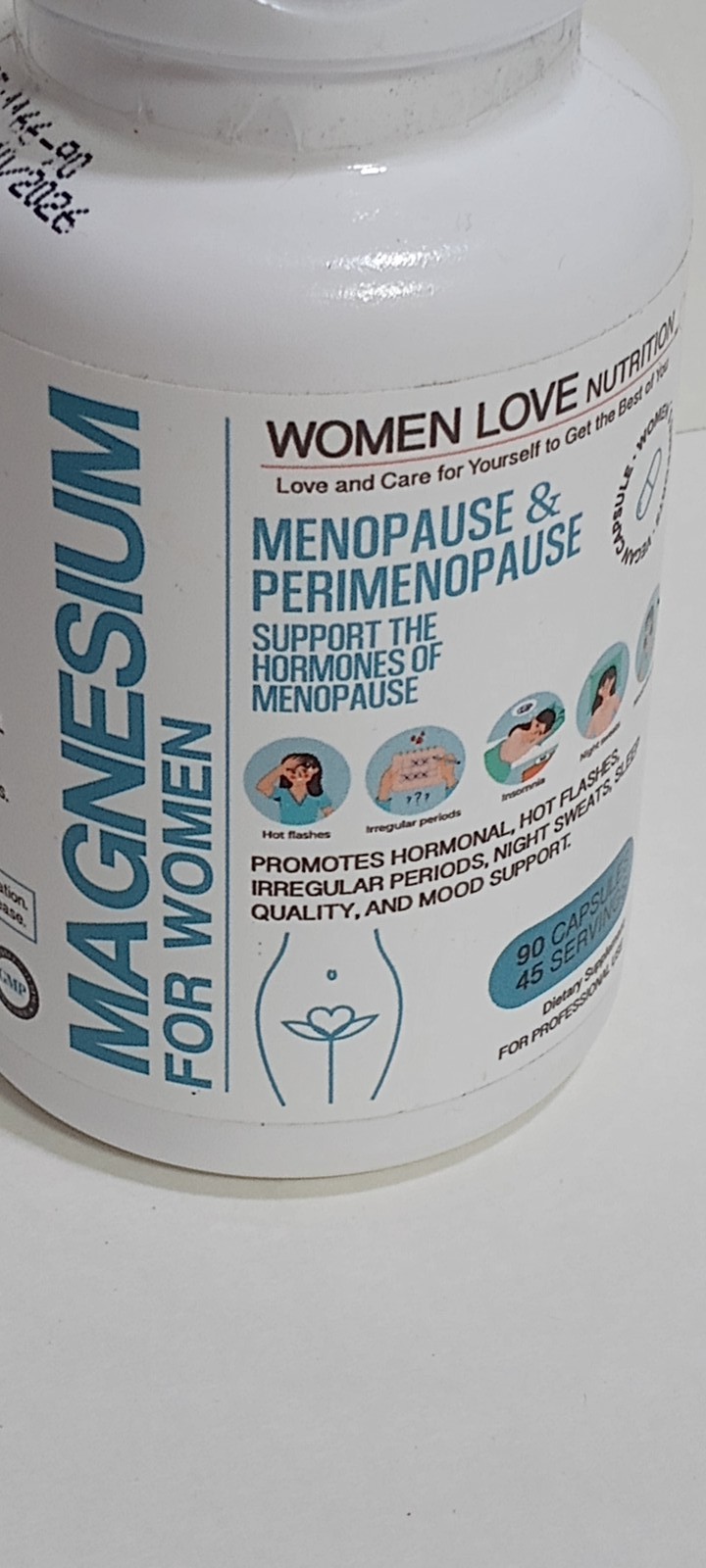 WOMEN LOVE NUTRITION Magnesium for Women Menopause Perimenopause 90 Capsules