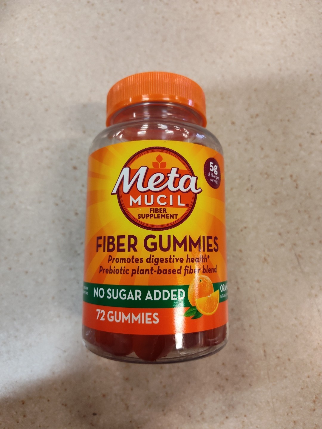 Metamucil Fiber Sugar-Free Orange Gummies Supplement – Pack of 72