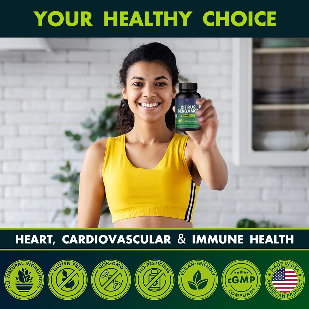 1000mg Citrus Bergamot Extract Capsule Anti Aging Heart Immune Support 120 Pills