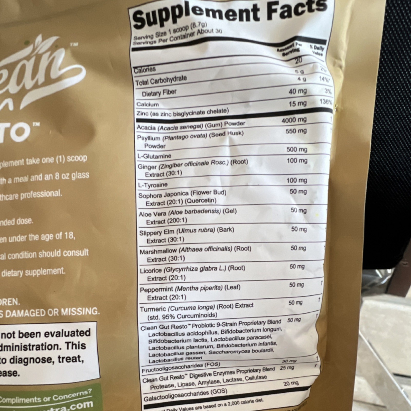 Clean Nutra Gut Resto Fiber Psyllium Acacia Ginger Powder Pink Lemonade Digesti…