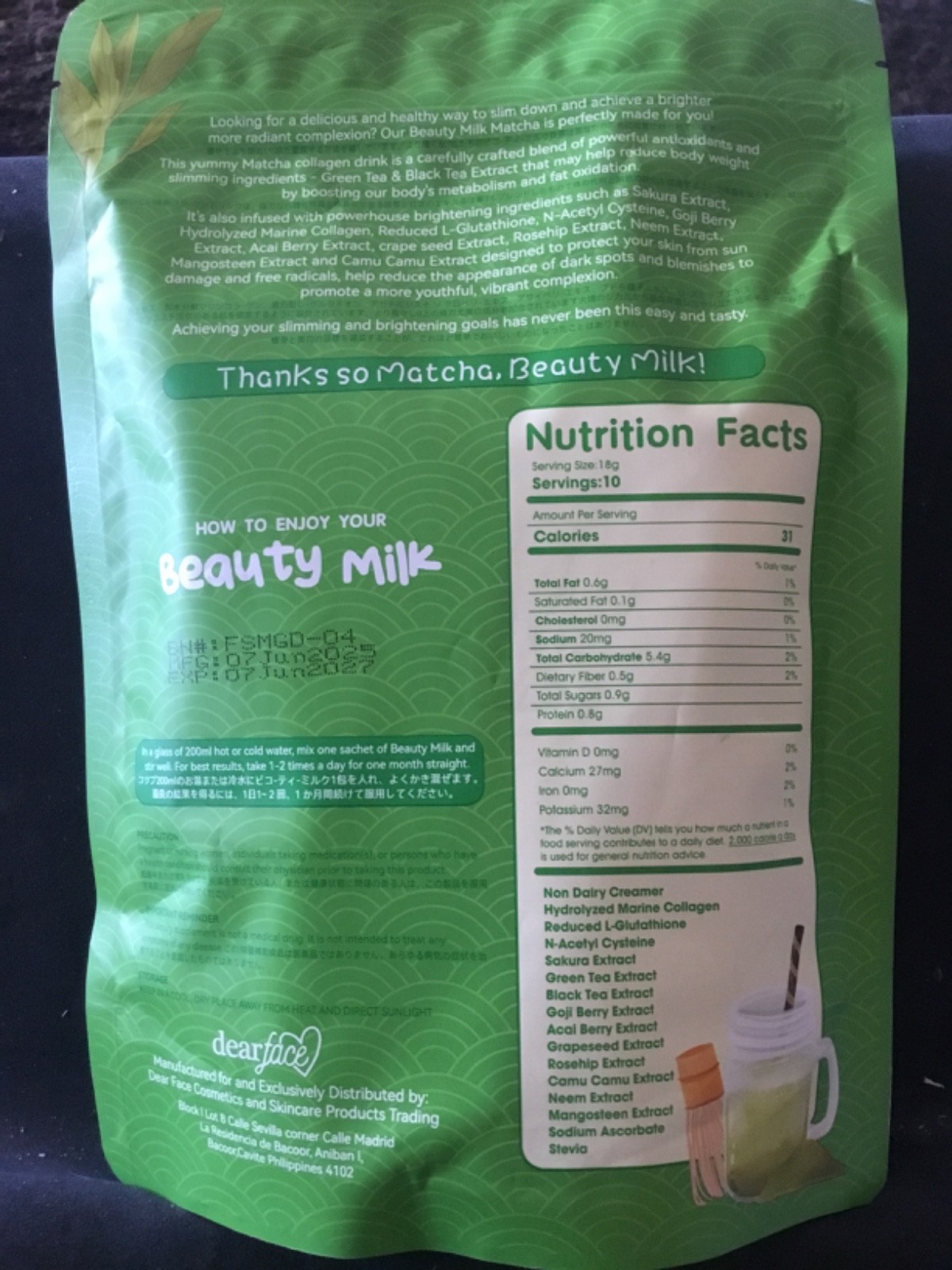 Beauty Milk~Premium Japanese Matcha Latte, Antioxidant Drink ~Antioxidant drink