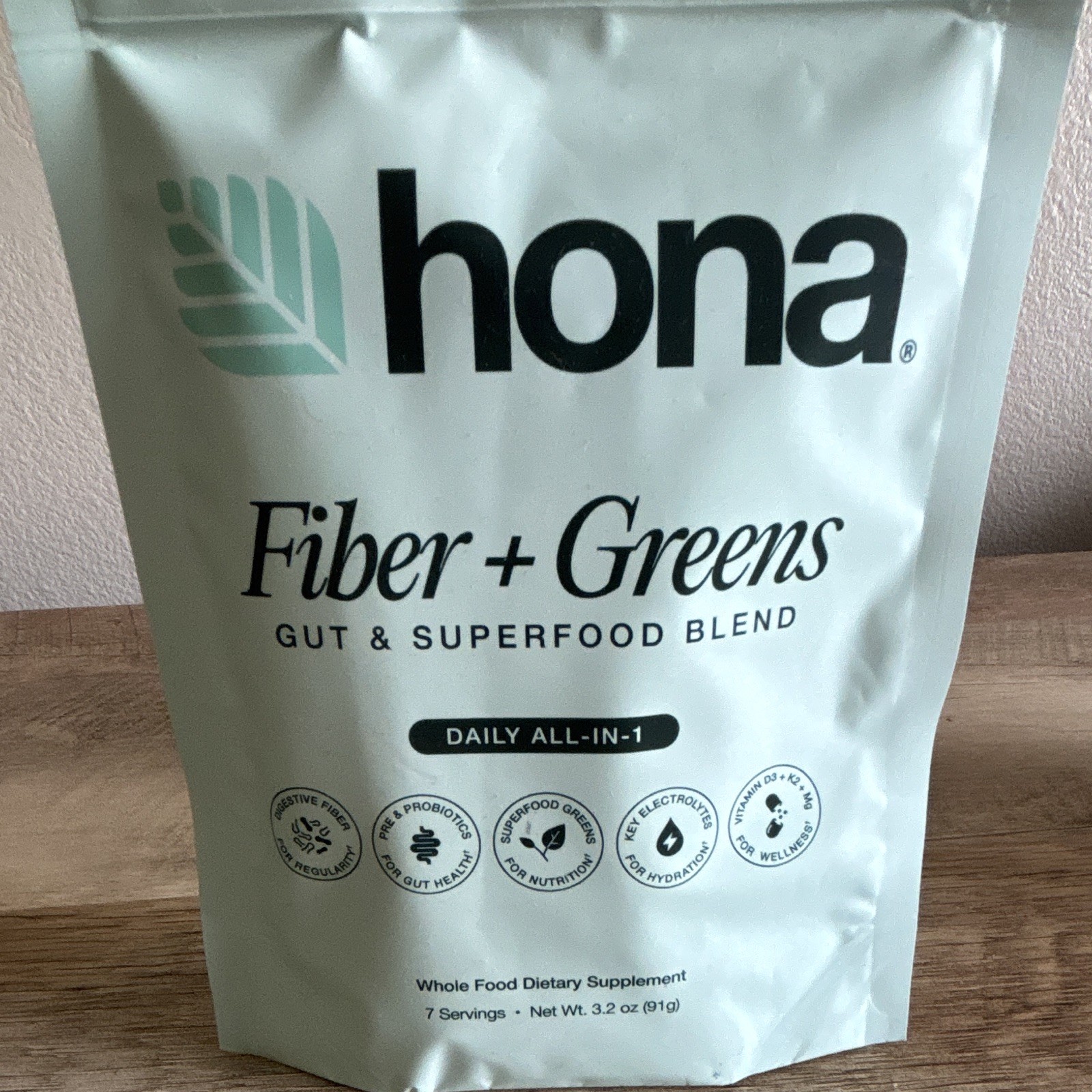 hona Fiber + Greens Gut & Superfood Blend Powder 3.2 oz (91 g) 7 Servings