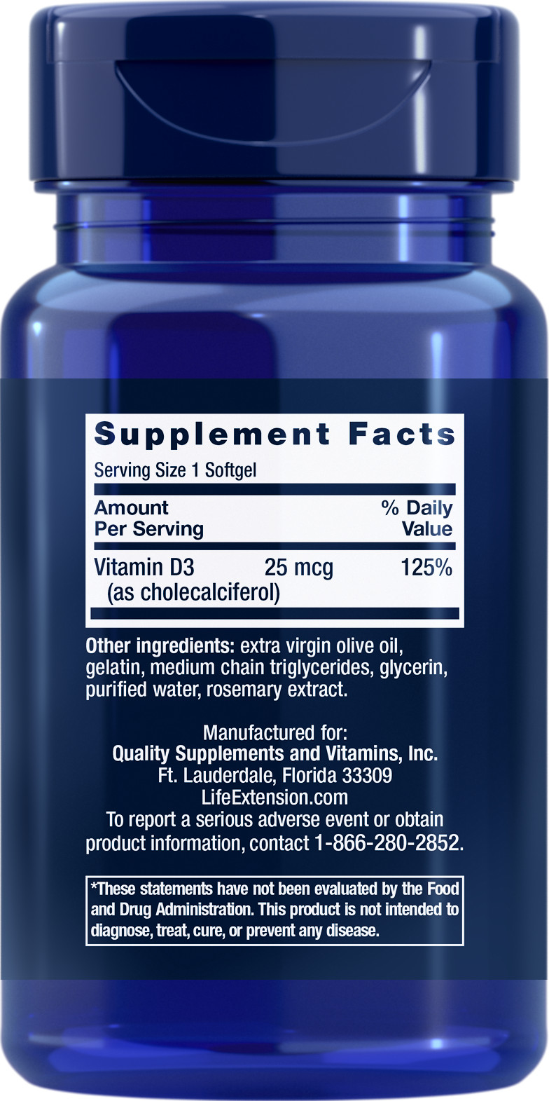 Life Extension Vitamin D3 1000 IU 90 Softgels