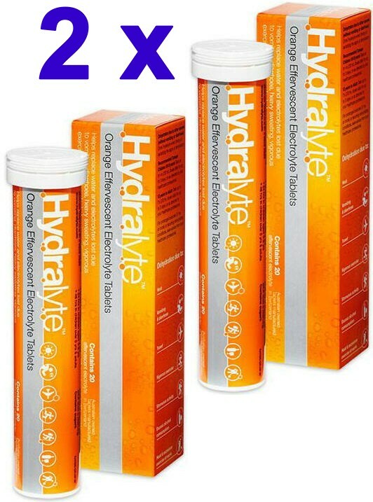 2 x Hydralyte Electrolyte Effervescent Tablets 20 – Orange