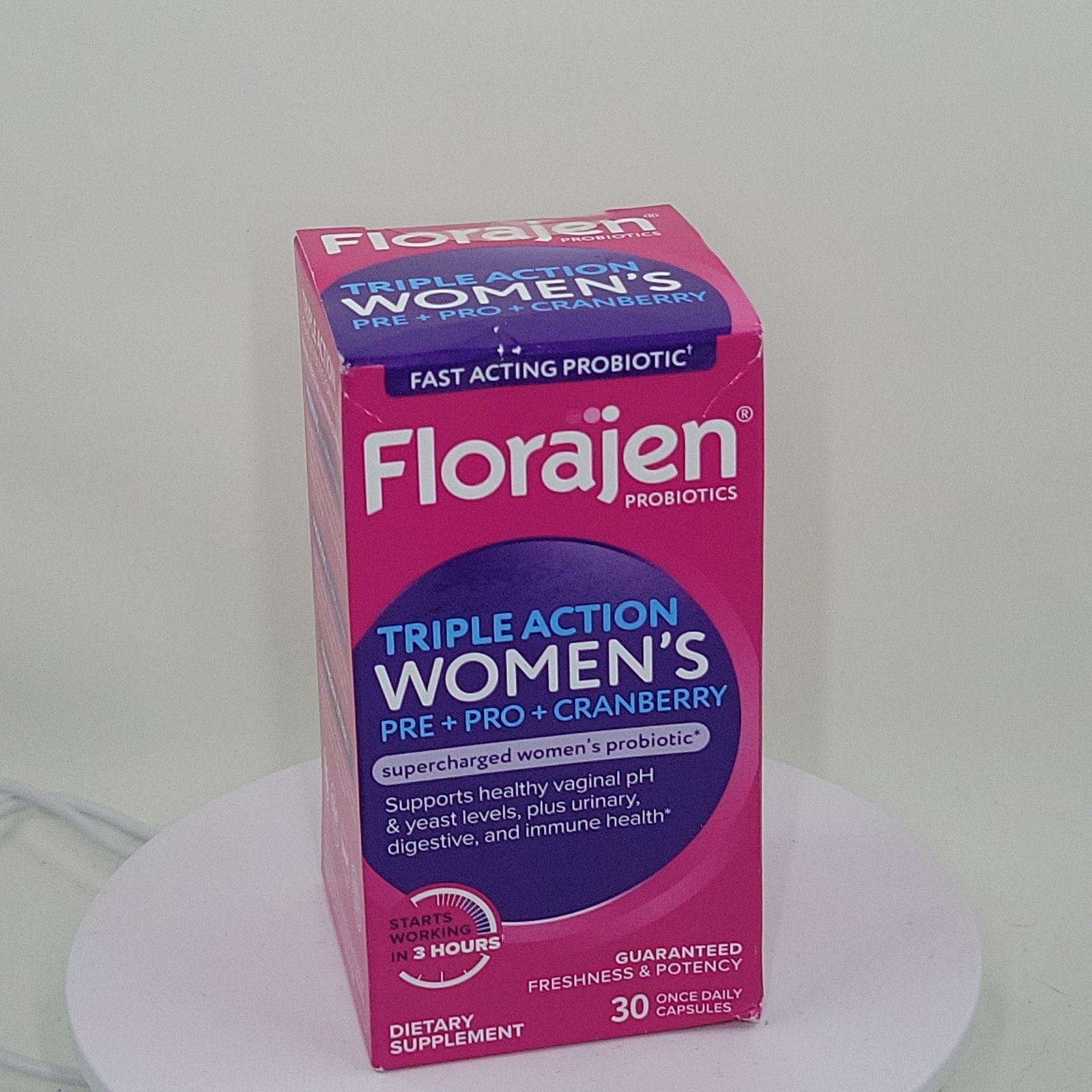 Florajen Women’s Triple Action Probiotic Pre + Pro + Cranberry 30 Caps EXP 09/26