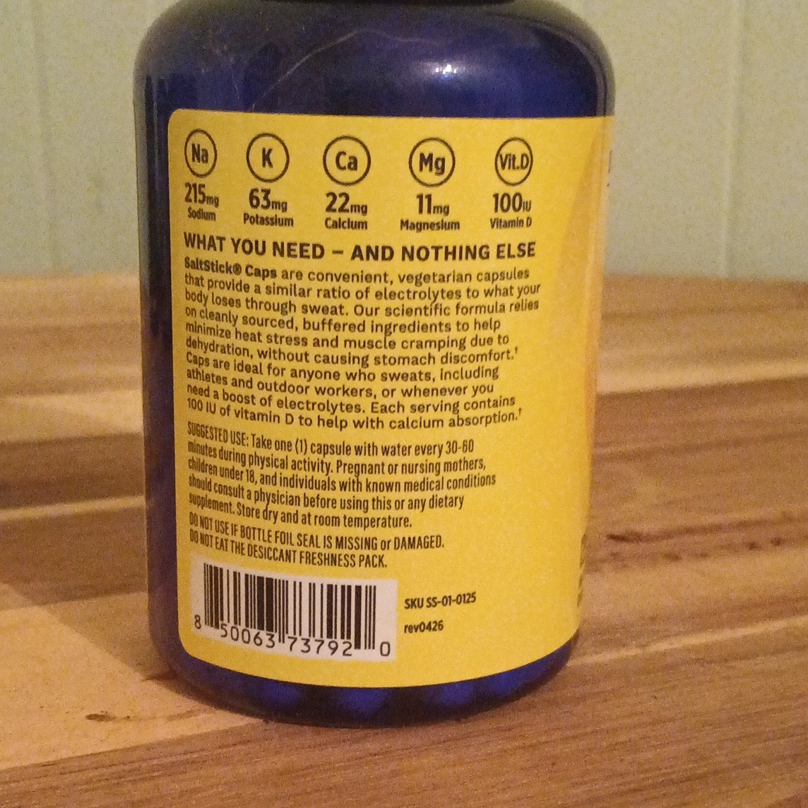 SaltStick Buffered Electrolytes Capsules Vegetarian 125 Count SS-01-0125