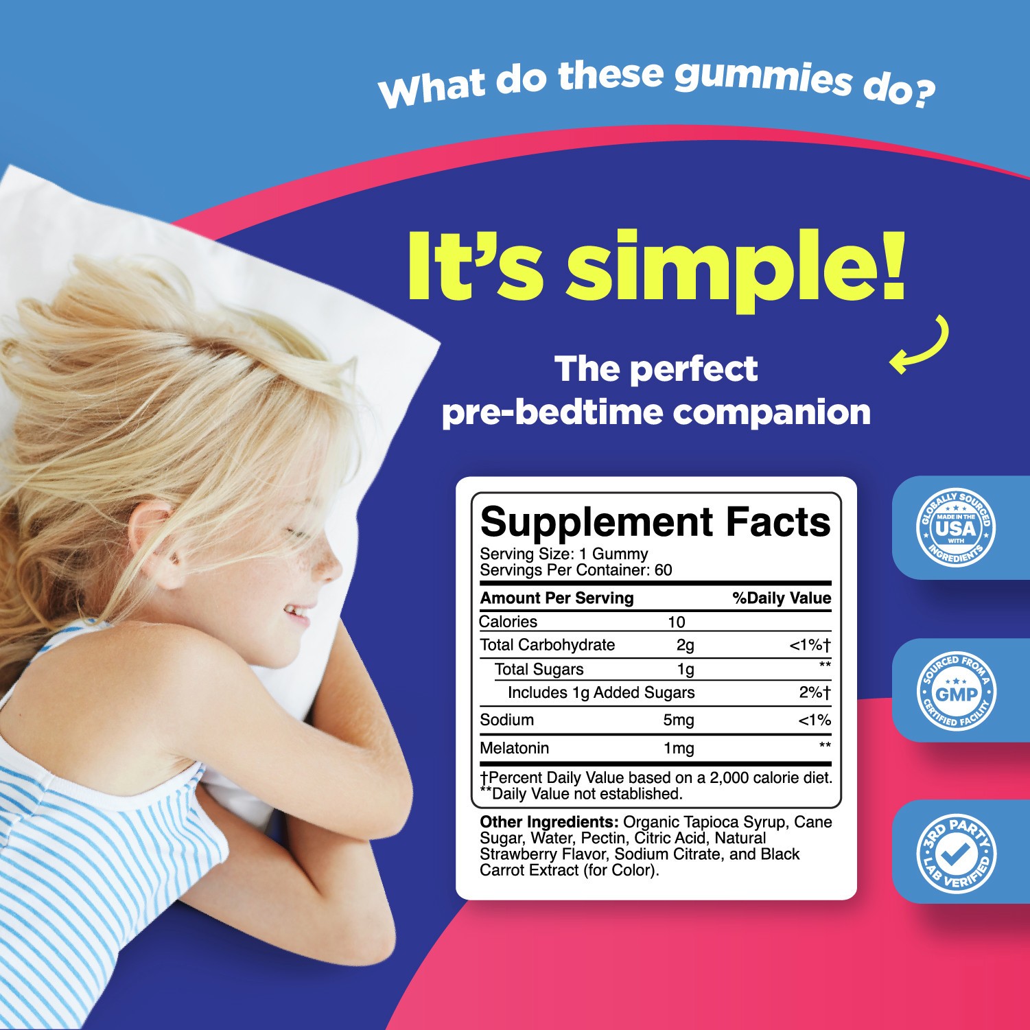 Kids Melatonin 1mg Gummy Vitamins – Pure Melatonin Gummies for Kids