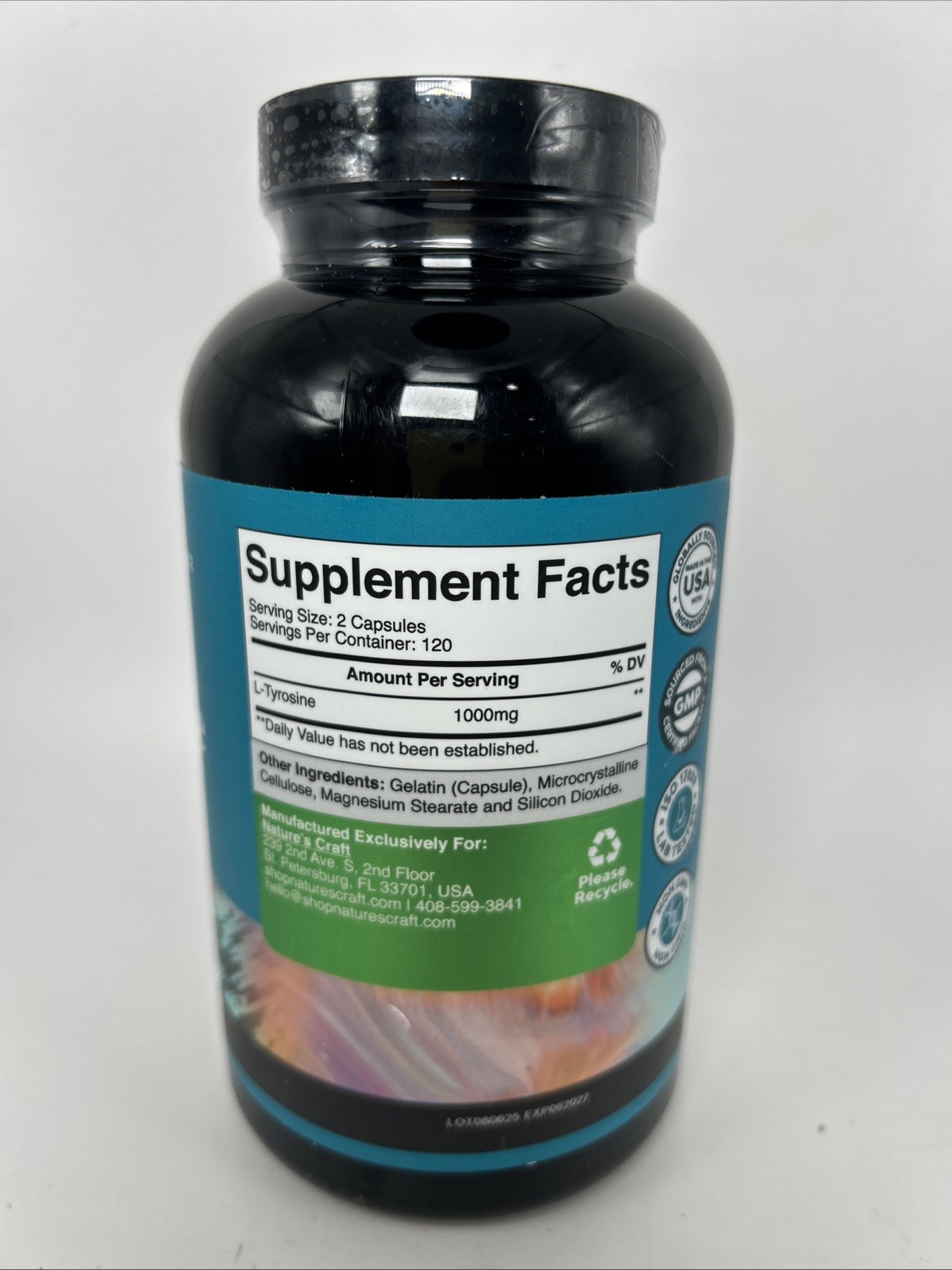 Free Form L Tyrosine 1000mg Per Serving – High Strength Amino Acid 240ct
