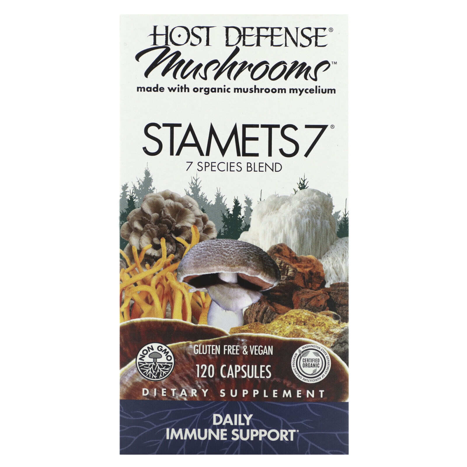 Host Defense Mushrooms Stamets 7 120 Caps Immune Support Best by 1/27 Free Ship