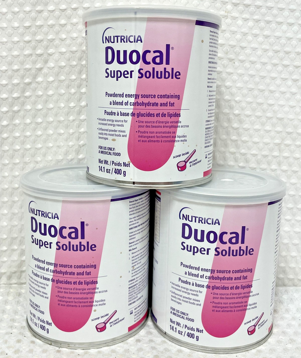 Lot of 3 Nutricia Duocal Super Soluble Powder 14.1oz 400g Medical Food Exp 2027