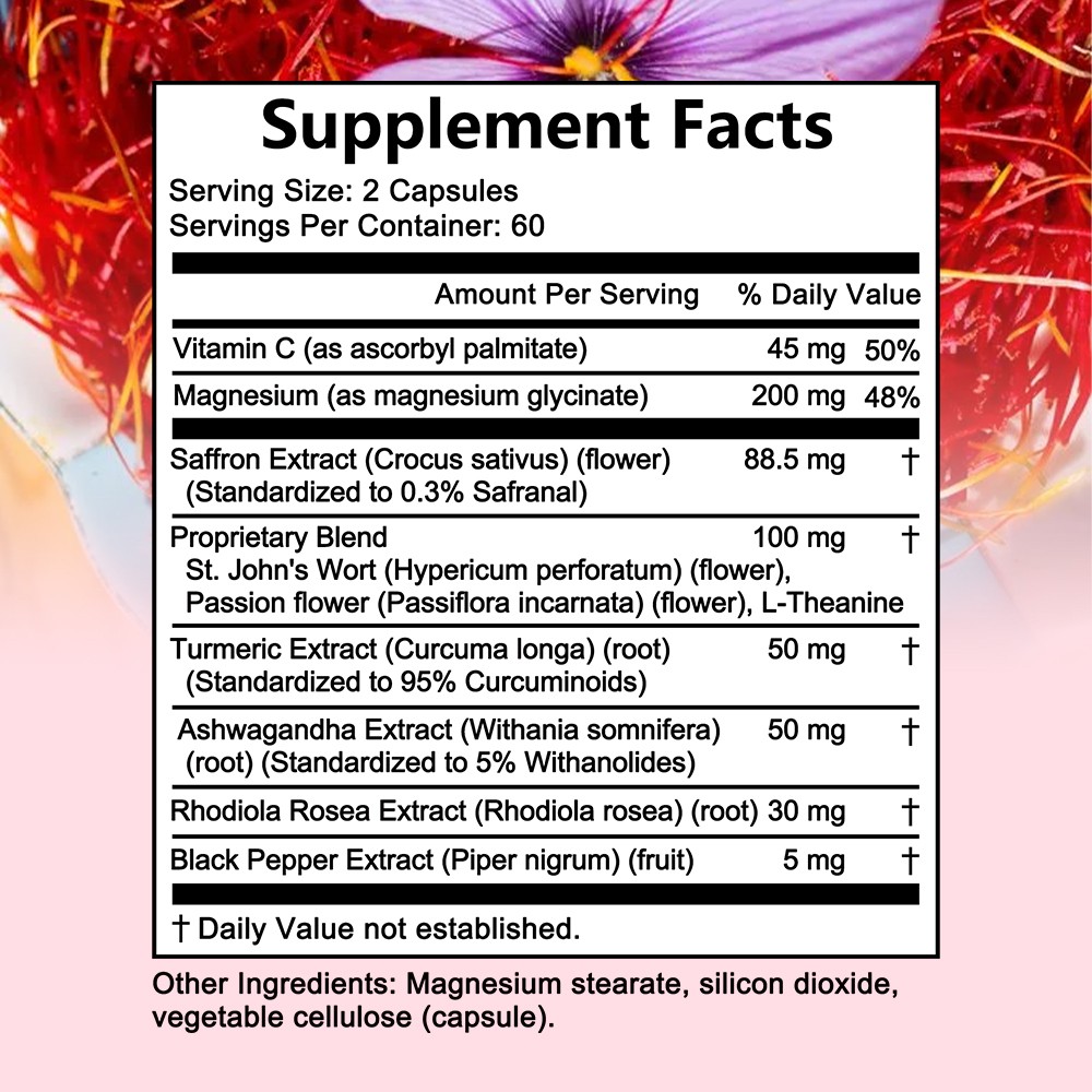 Premium Saffron Blend with Passion Flower 30~120Cap Emotional Balance Relaxation