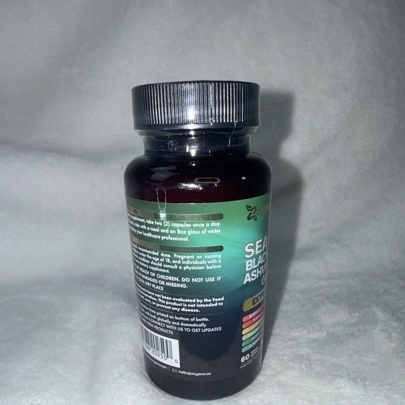 Zoyava Sea Moss + Black Seed Oil Ashwagandha Ginger Immune Extra 60 Caps