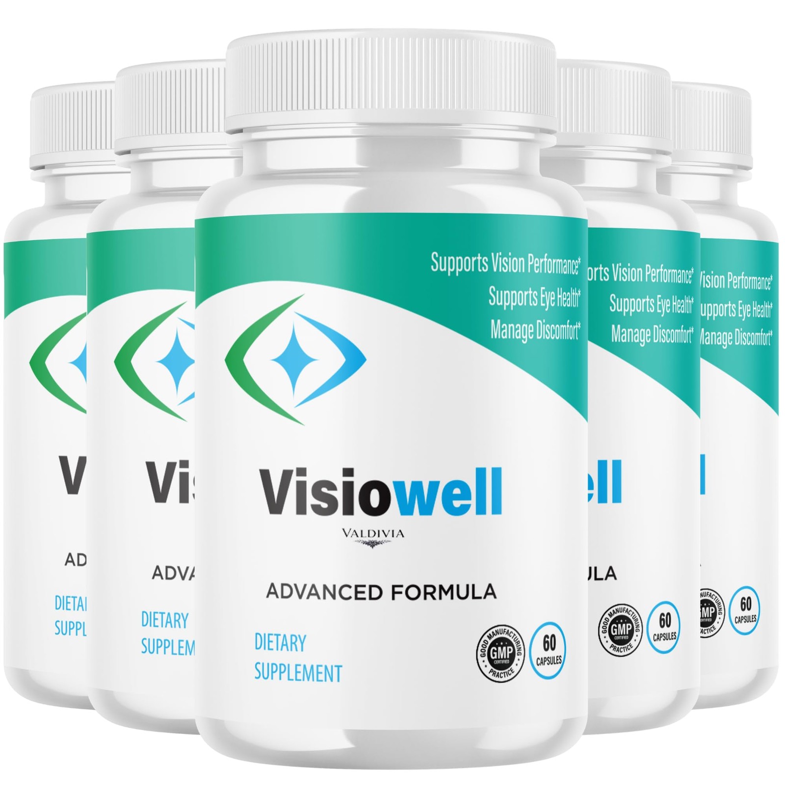VisioWell Advanced Wellness Supplement Capsules Daily Health 5 Pack 300Ct