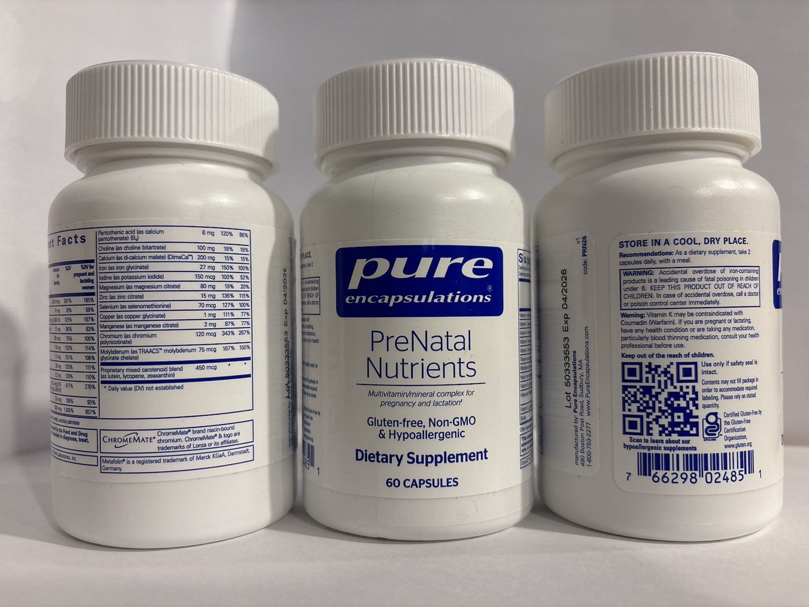 Pure Encapsulations PreNatal Nutrients – 60 Capsules, Pregnant Women, Exp 04/26