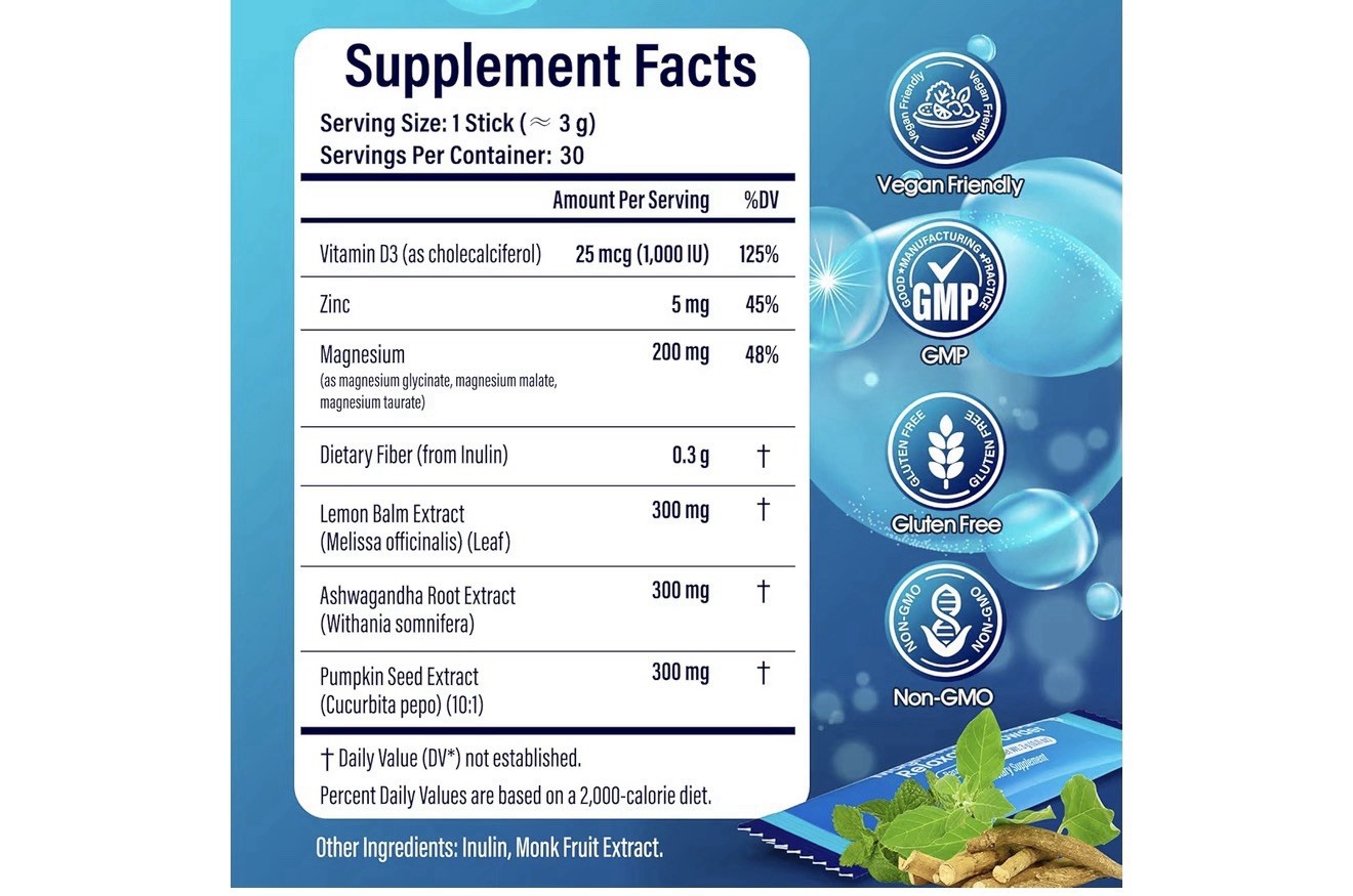 Supports calm and stress management, promotes nighttime wind-down