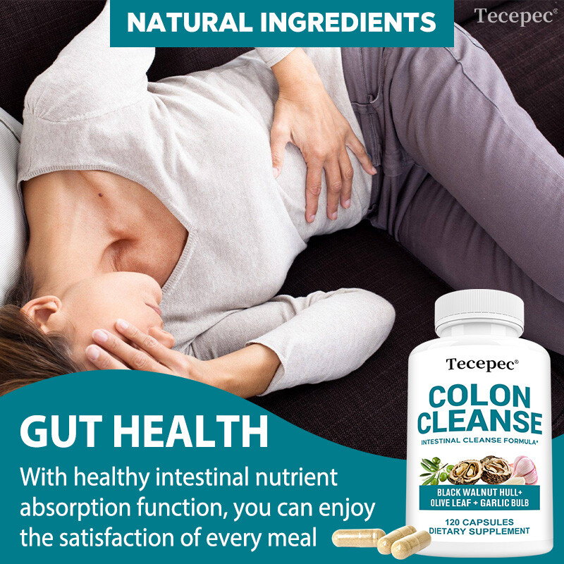 Colon Cleanse – Gut and Colon Support – Black Walnut Hull, Olive Leaf & Garlic