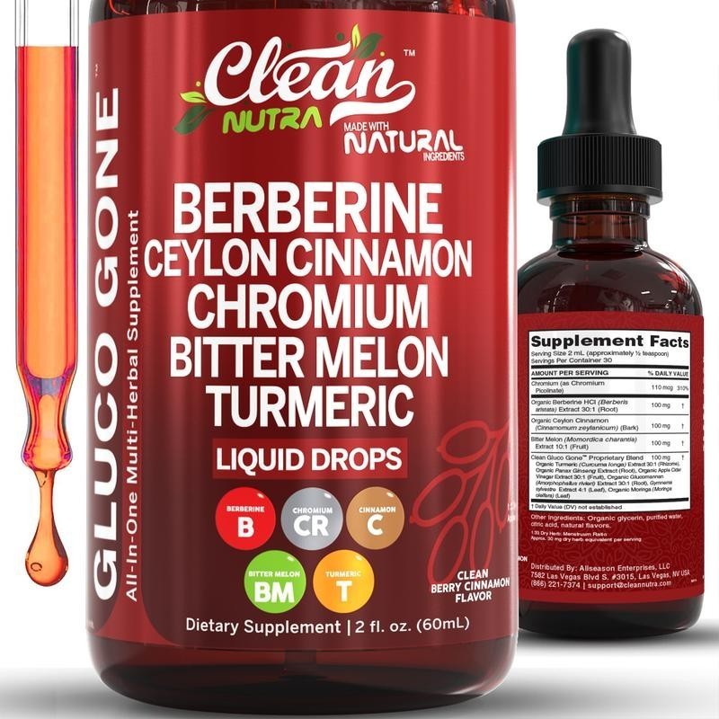 NEW Organic Ceylon Cinnamon Berberine Liquid DropsSupplement with Bitter Melon