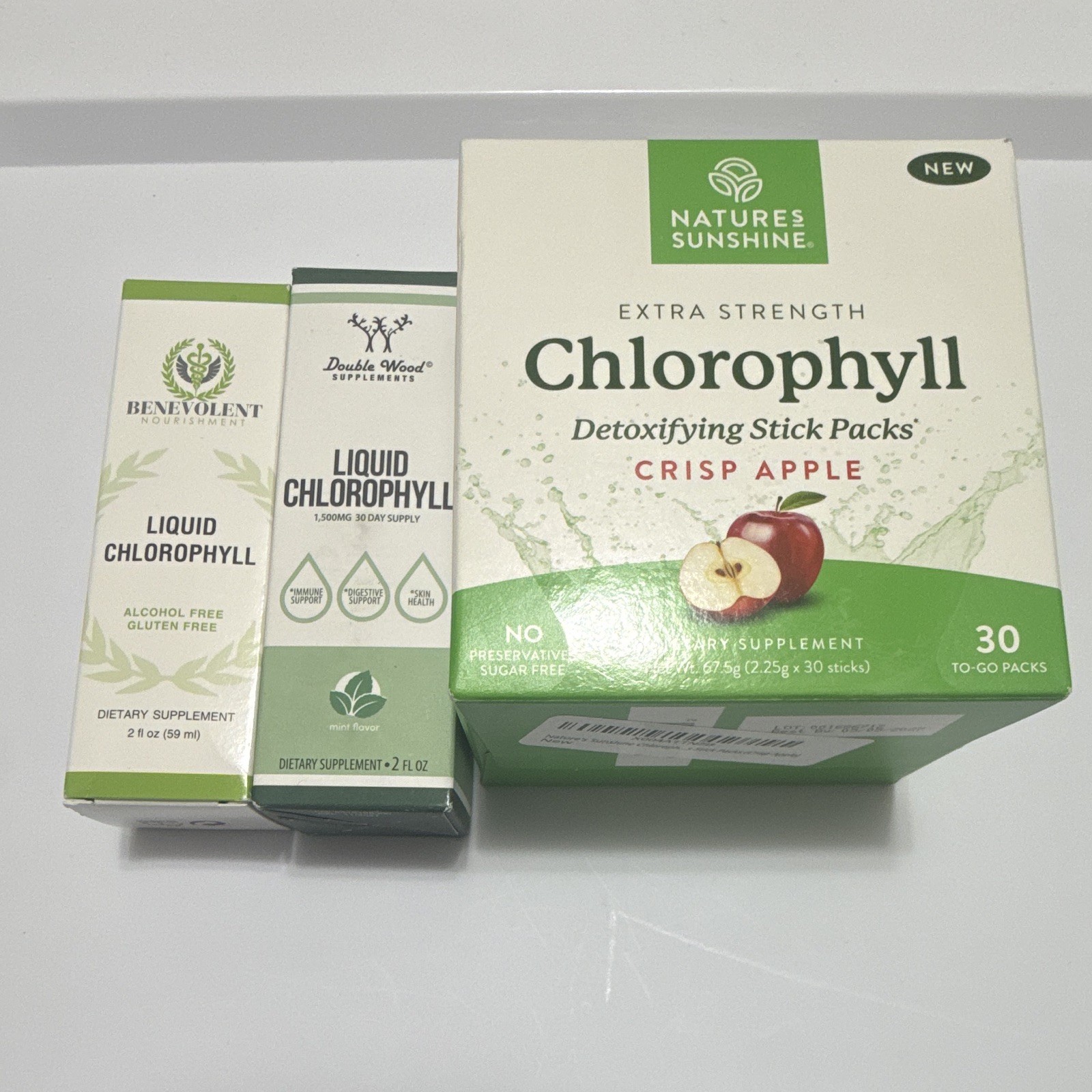 Liquid Chlorophyll Bundle 3 Pack Double Wood Benevolent Nature’s Sunshine New