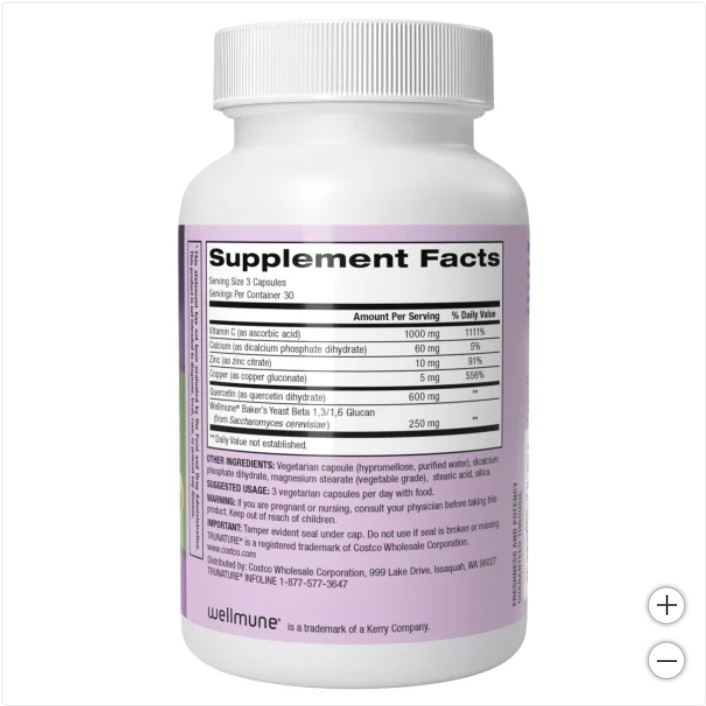 Immune Support Supplement w/ Vitamin C, Quercetin & Beta-Glucan Formula – 90 Ct.