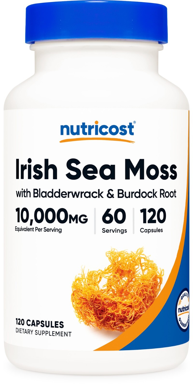 Nutricost Irish Sea Moss Extract (10,000mg) 120 Capsules – GMO-Free, 60 Servings