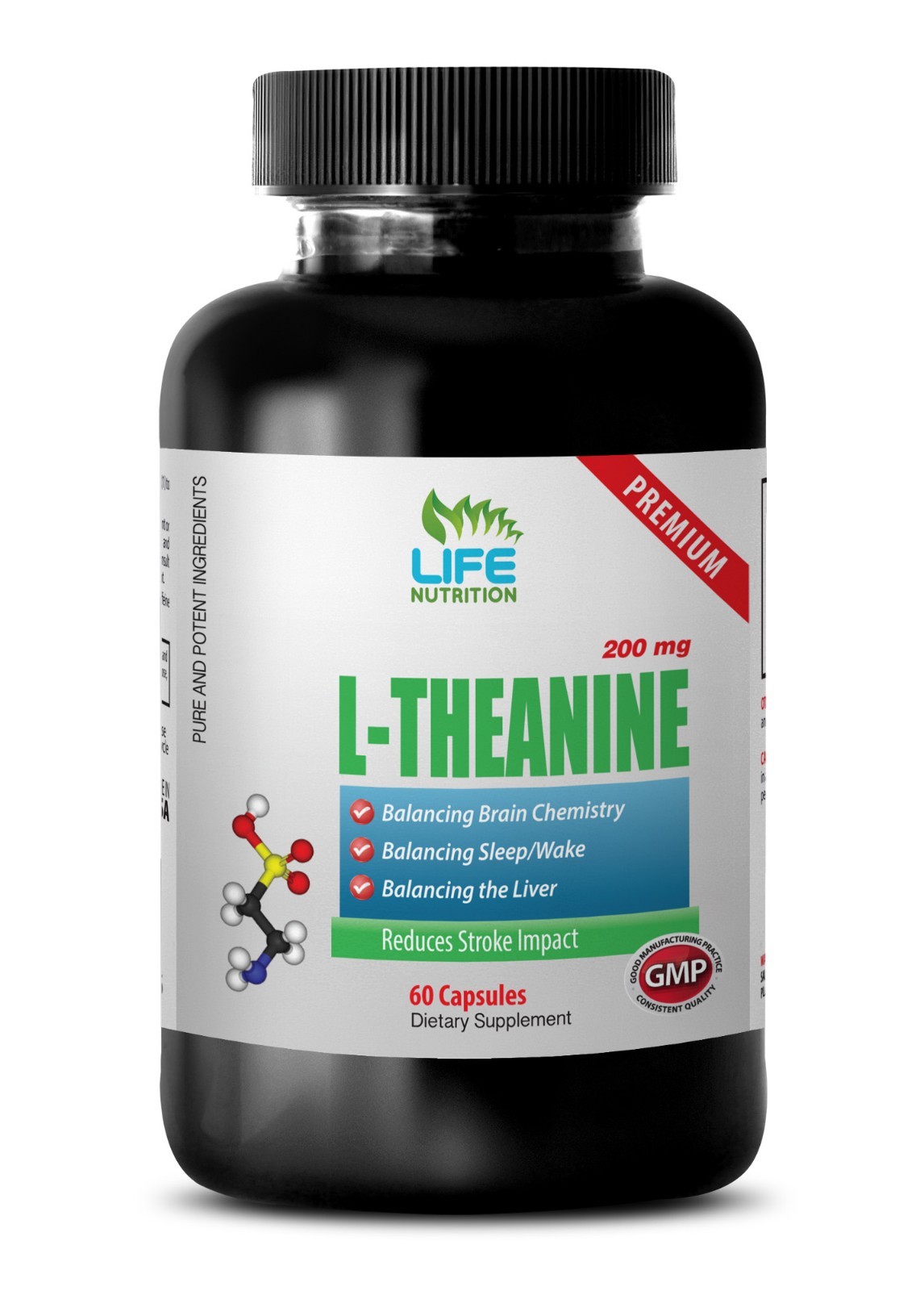 ease stress – PREMIUM L-THEANINE 200mg 1B – lower heart rate healthily