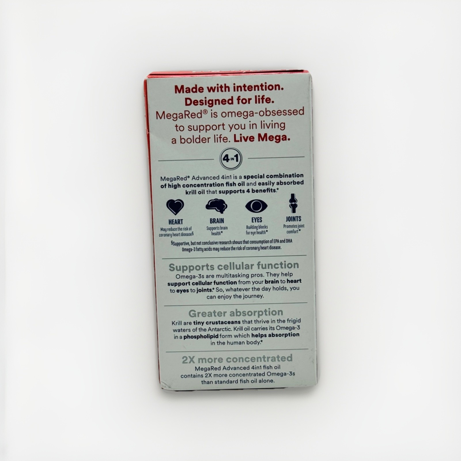 MegaRed Omega-3s Fish & Krill Oil, Ultra Strength 900 mg. 40 SoftGels Box Damage