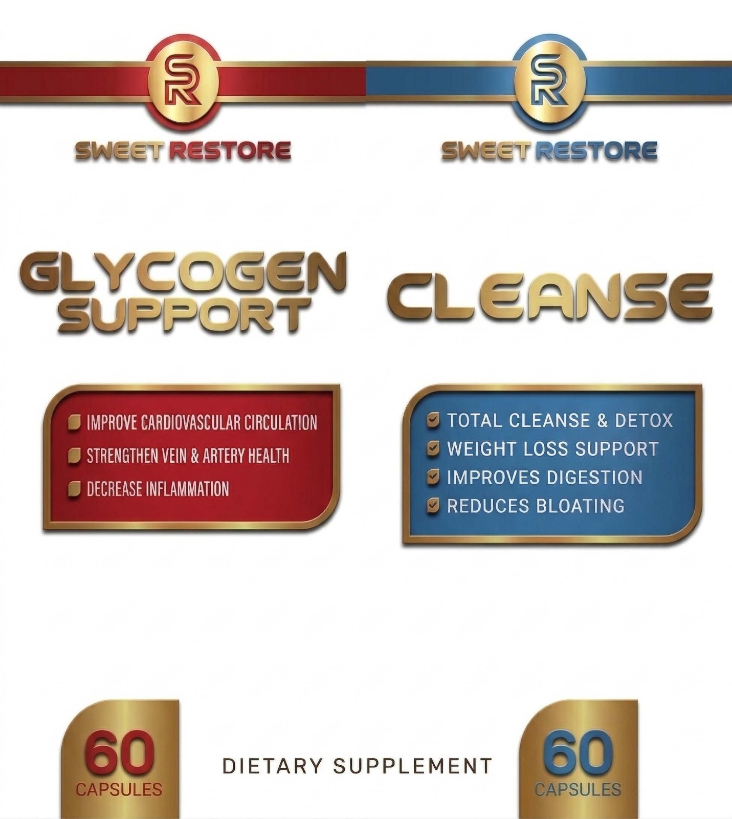 Sweet Restore Glycogen Support & Sweet Restore Cleanse Combo Pack 120 Capsules