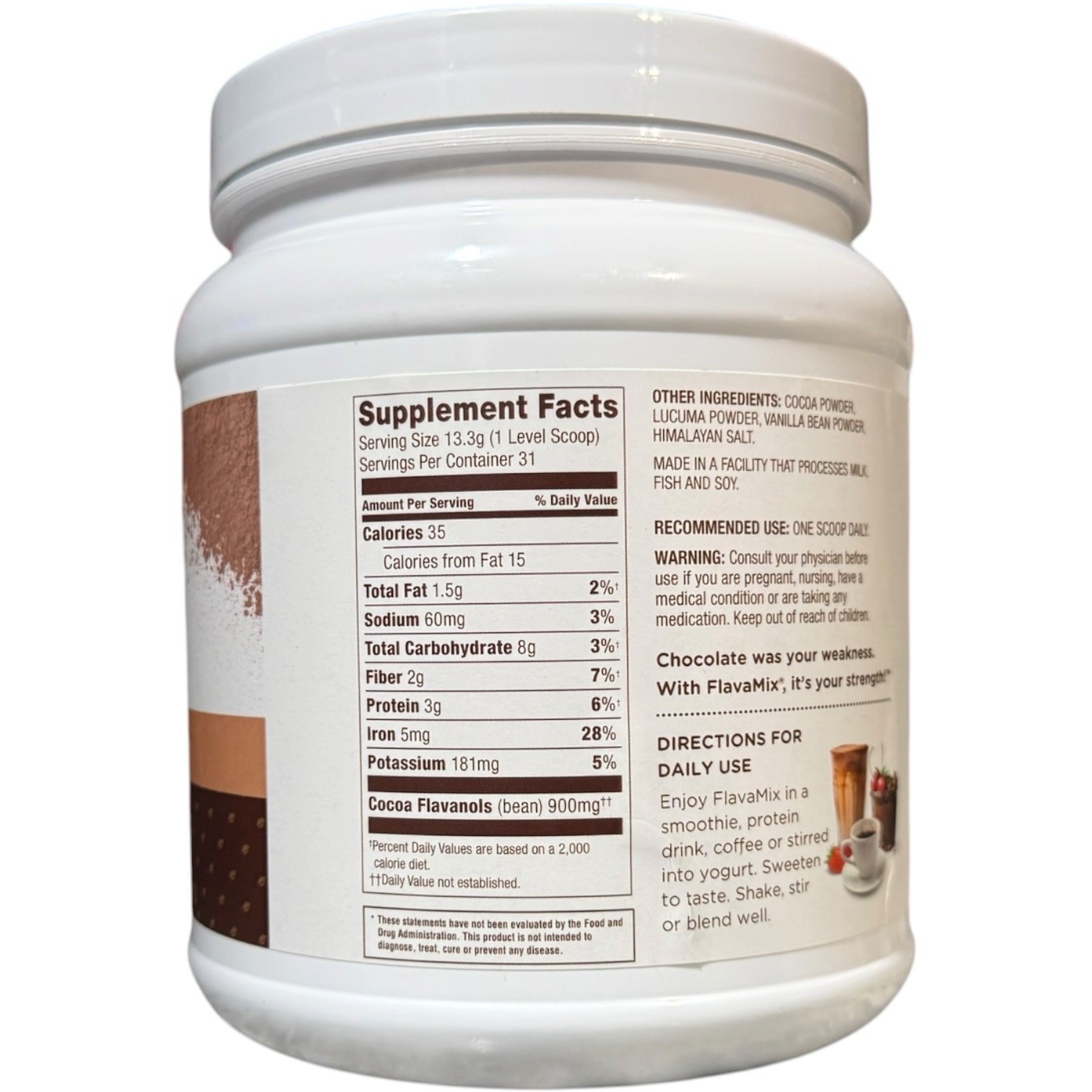FLAVAMIX Performance Cocoa Powder 900mg Flavanols 14.5oz 31 Servings BB 11/2027