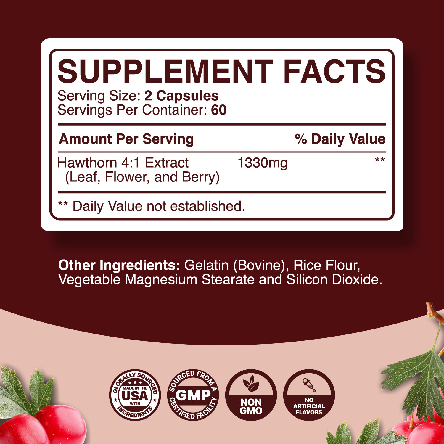 Extra Strength Hawthorn Berry Capsules – Hawthorn Supplement for Heart Health