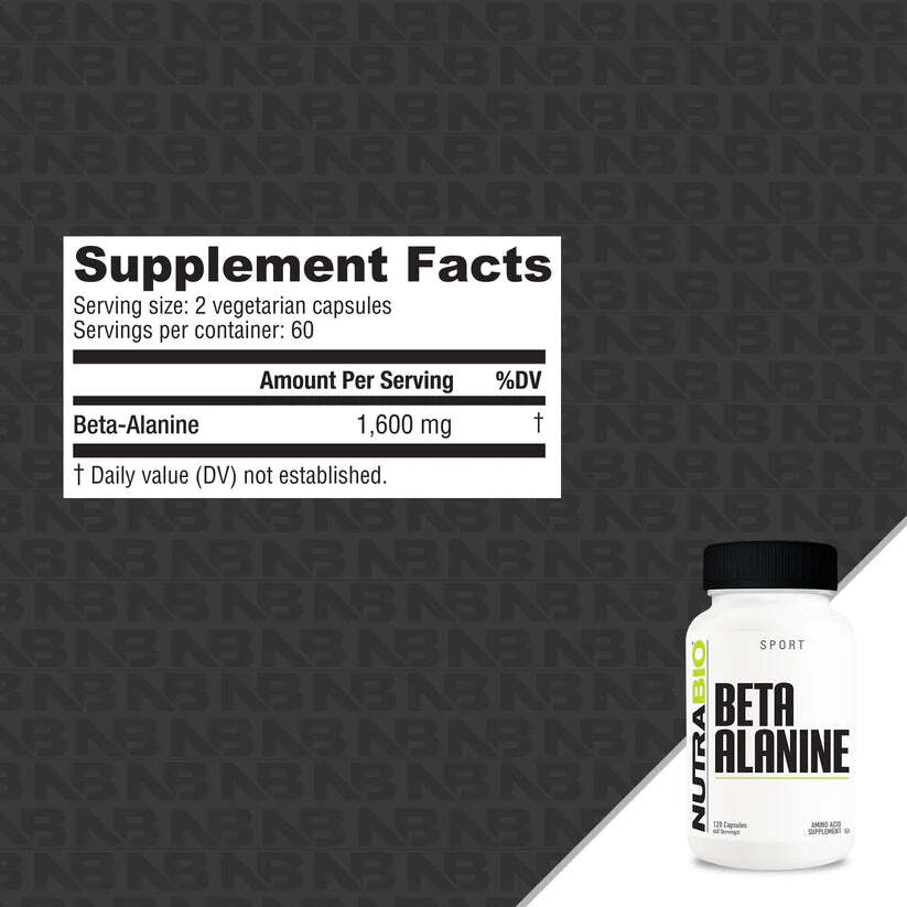 Beta Alanine 800mg 120 Caps Muscle Endurance & Strength Nutrabio 100% AUTHENTIC