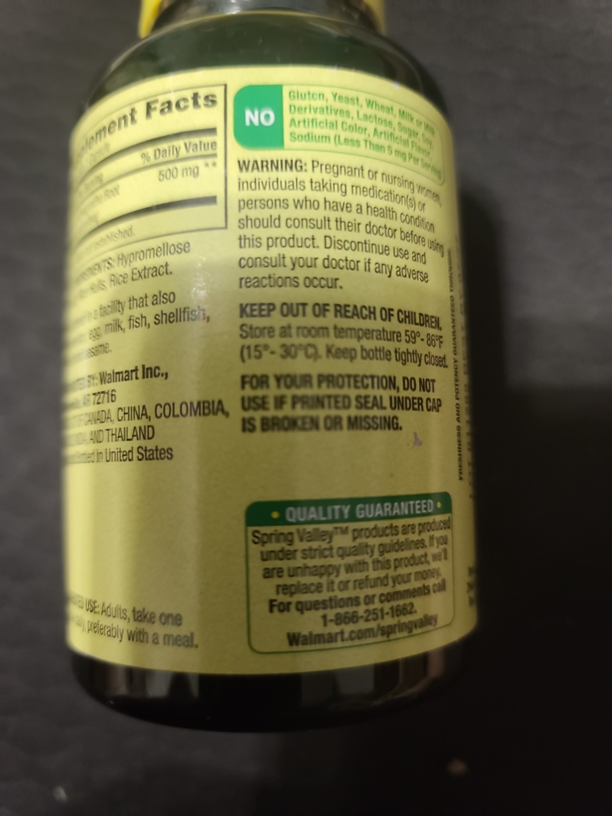 Spring Valley Ashwagandha Root Powder 500 mg Vegetarian Capsules – 60 ct