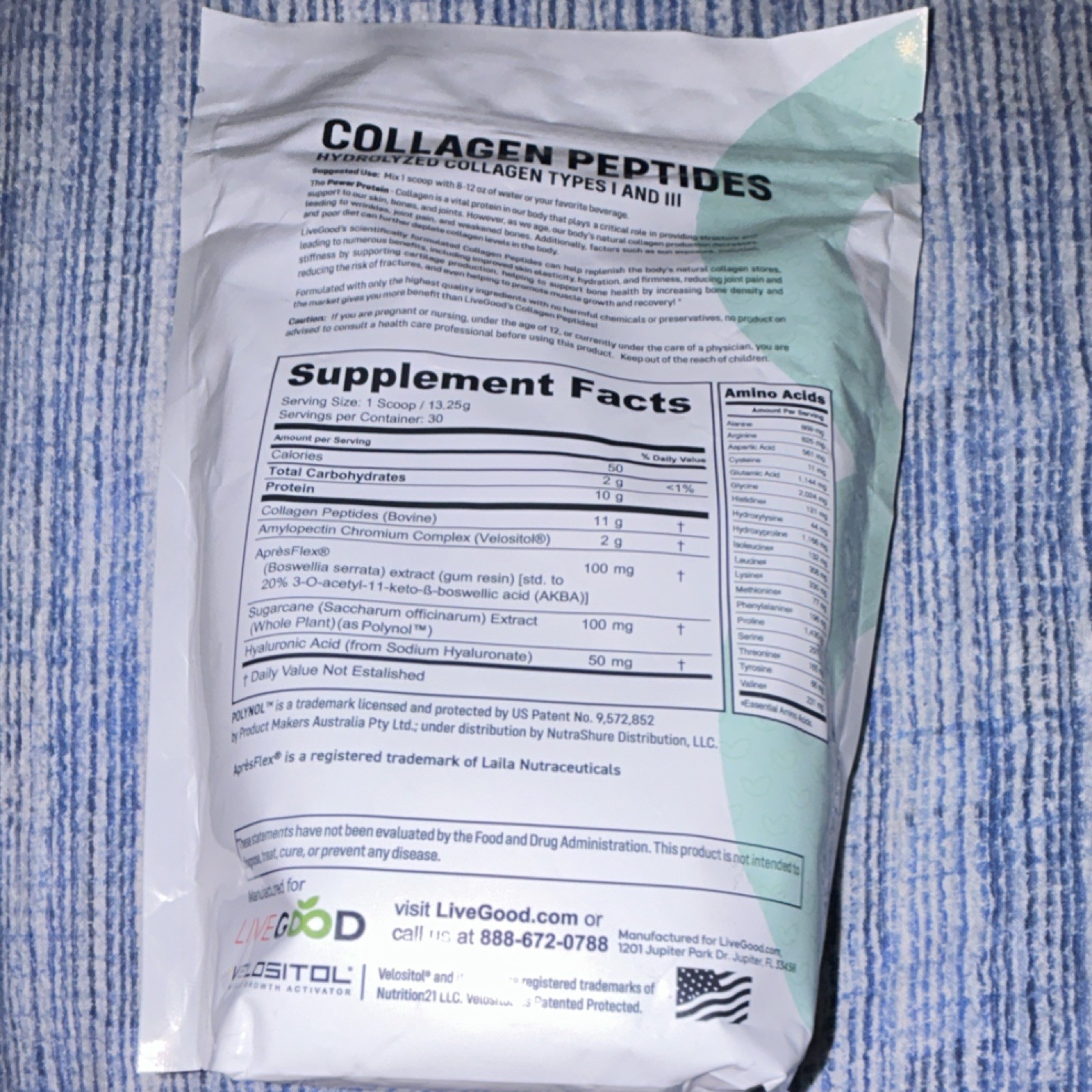 LiveGood Collagen Peptides Hydrolyzed Types I & III Powder 14 oz Unflavored Keto