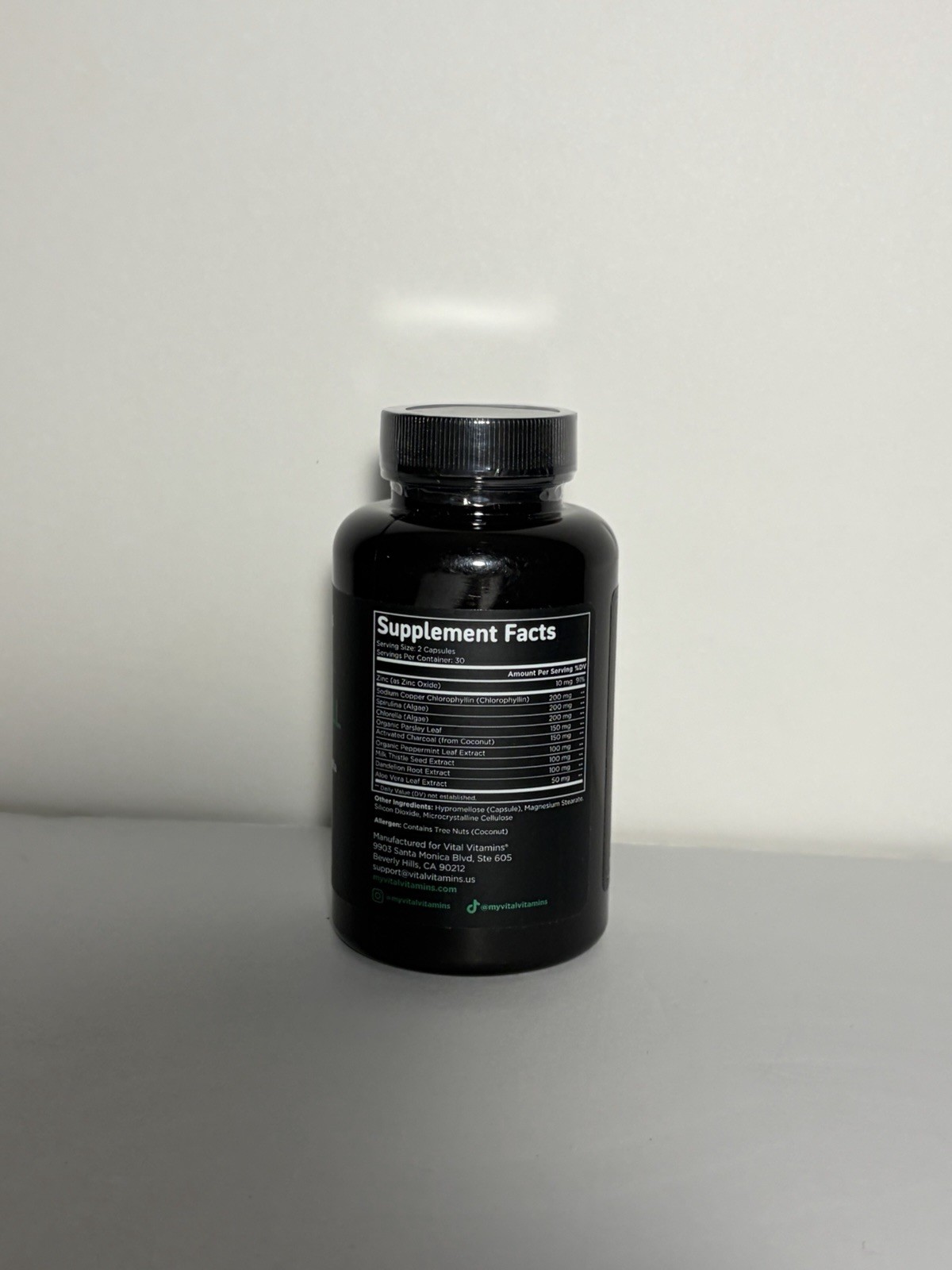 Vital Vitamins Chlorophyll Complex Spirulina Chlorella Detox Support 60 Capsules
