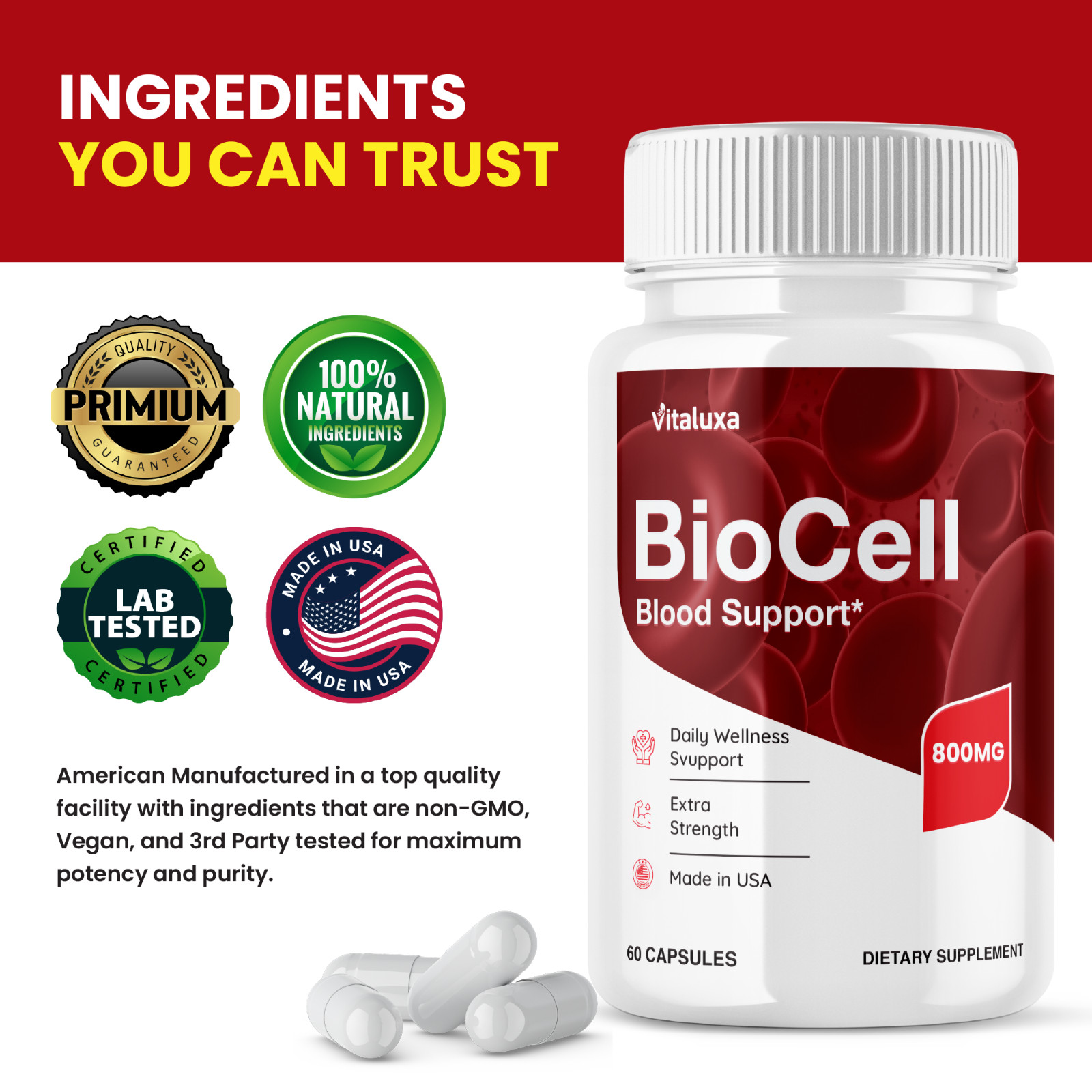 Bio Cell Blood Health Support Supplement Capsules (60 Capsules)