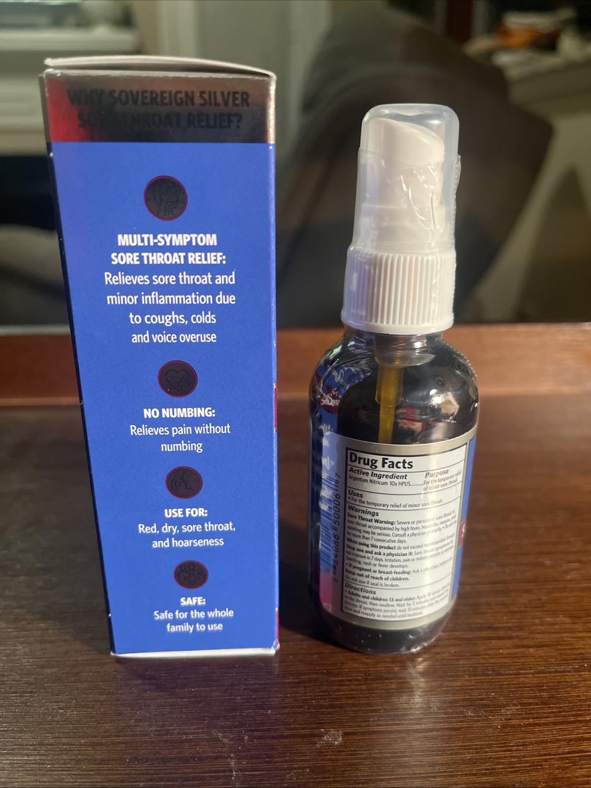 Sovereign Silver Multi-Symptom Sore Throat Spray 2 oz Homeopathic Medicine