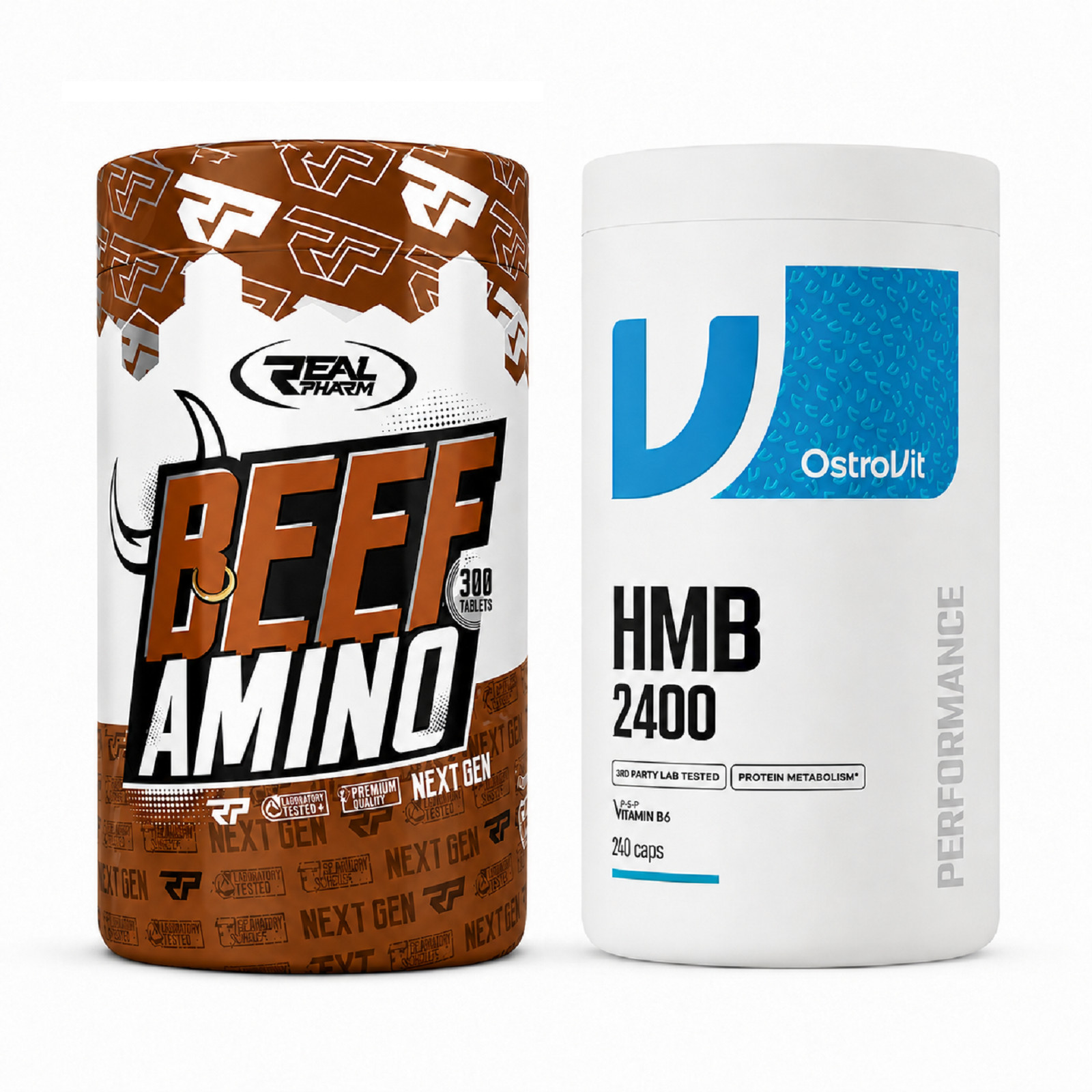 REAL PHARM BEEF AMINO + OSTROVIT HMB -Muscle Support Recovery Amino Regeneration