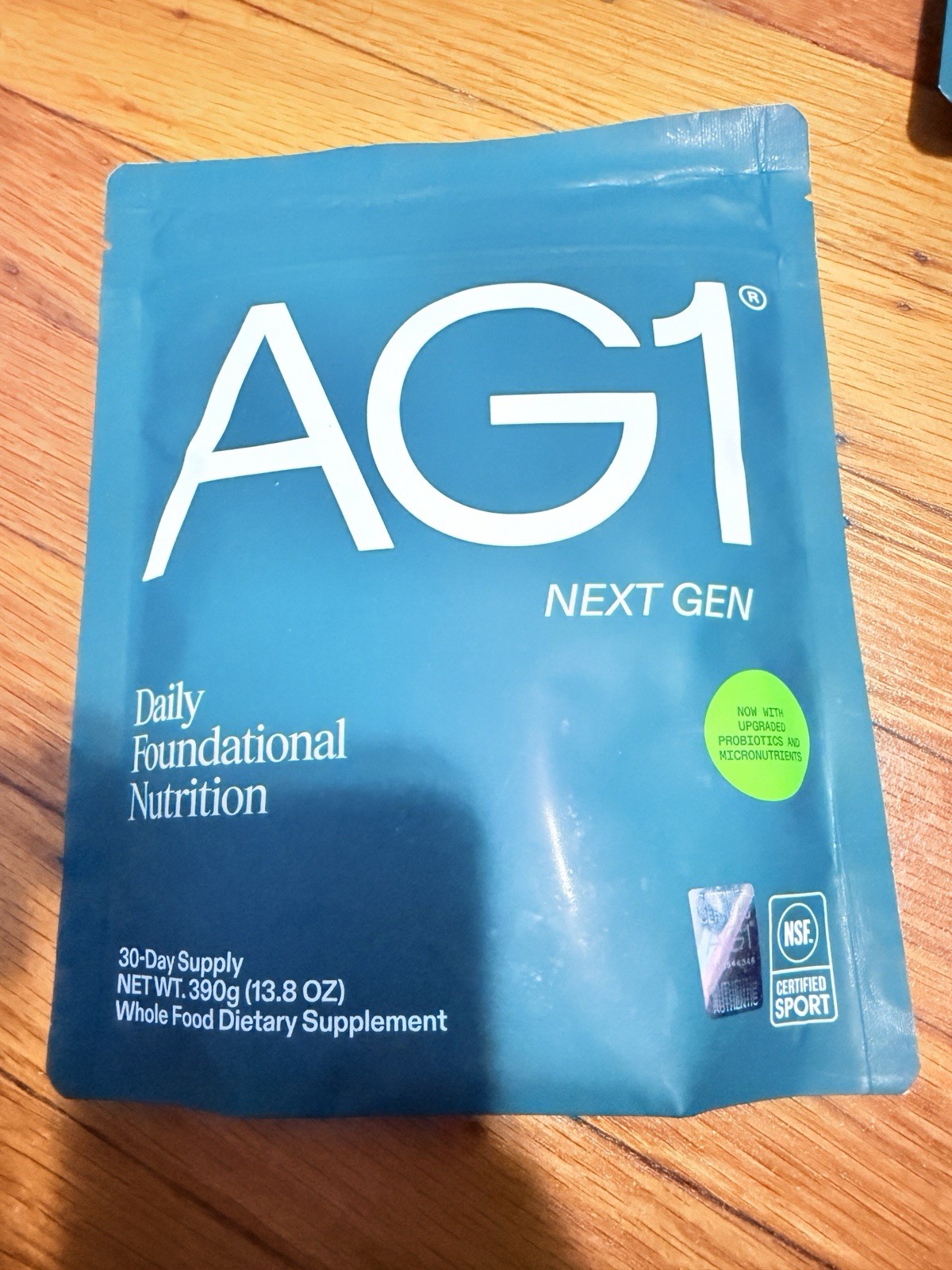 AG1 Next Gen Foundational Nutrition Powder Unflavored 13.8 oz NSF Sport 09/26