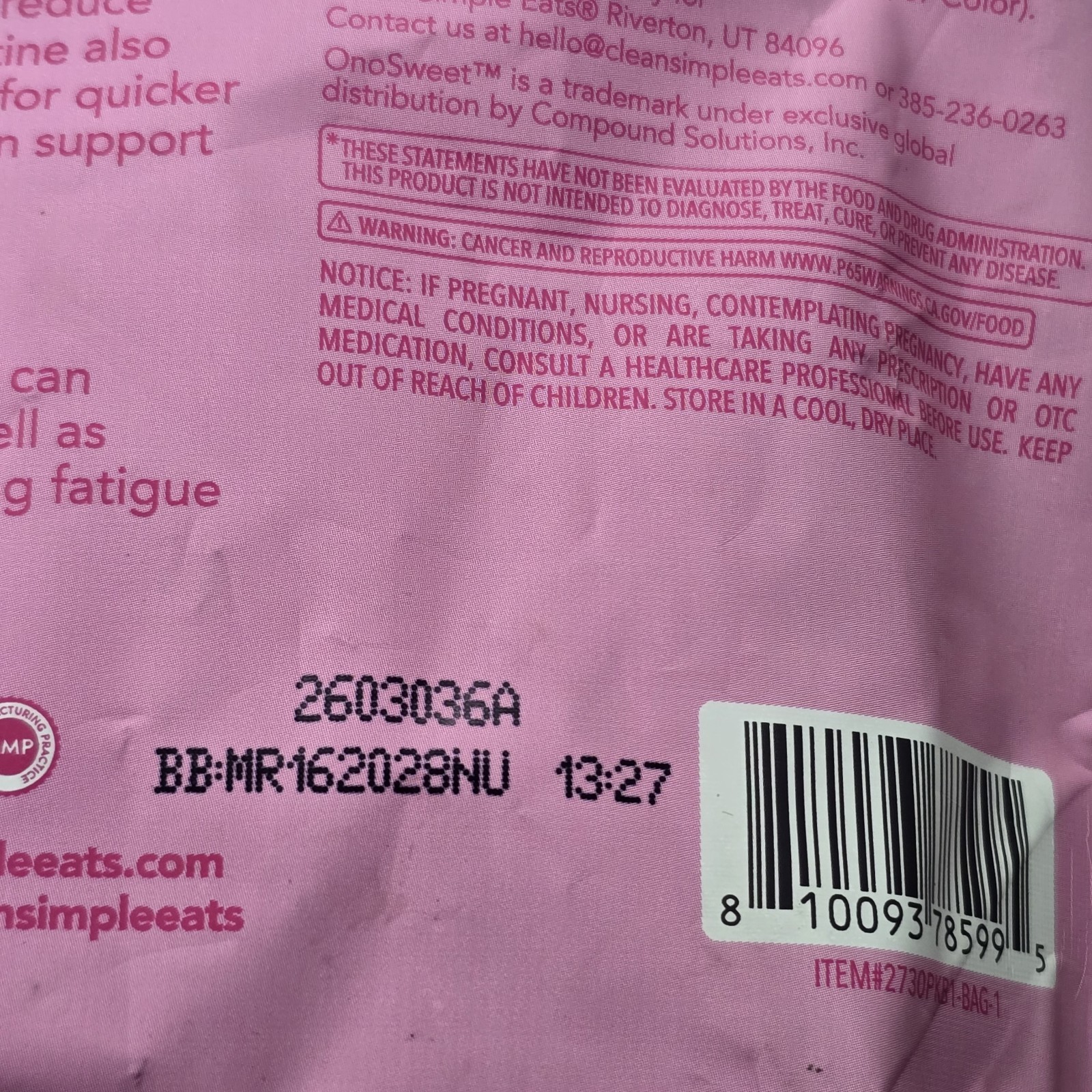 Clean Simple Eats Creatine + Glutamine Pink Burst Supplement Powder 30 Servings
