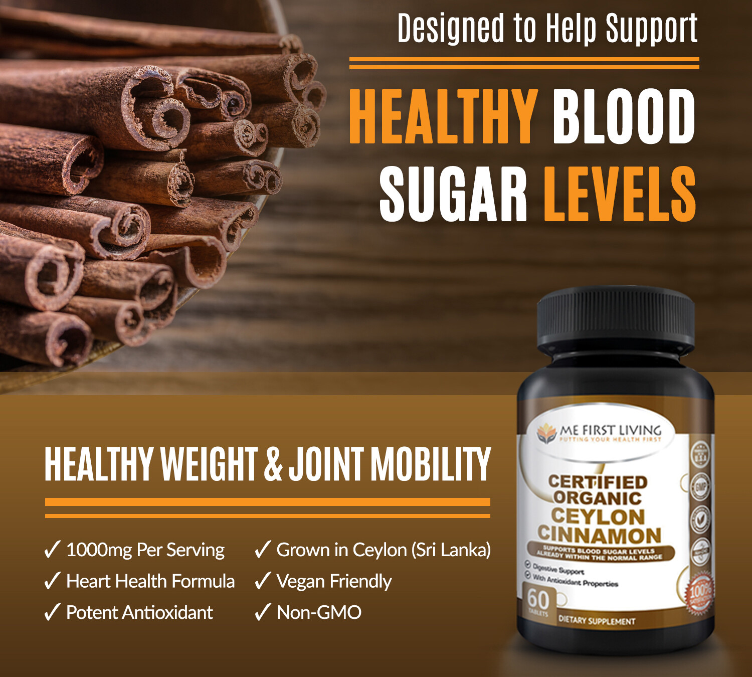 Me First Living Certified Organic Ceylon Cinnamon Supplement