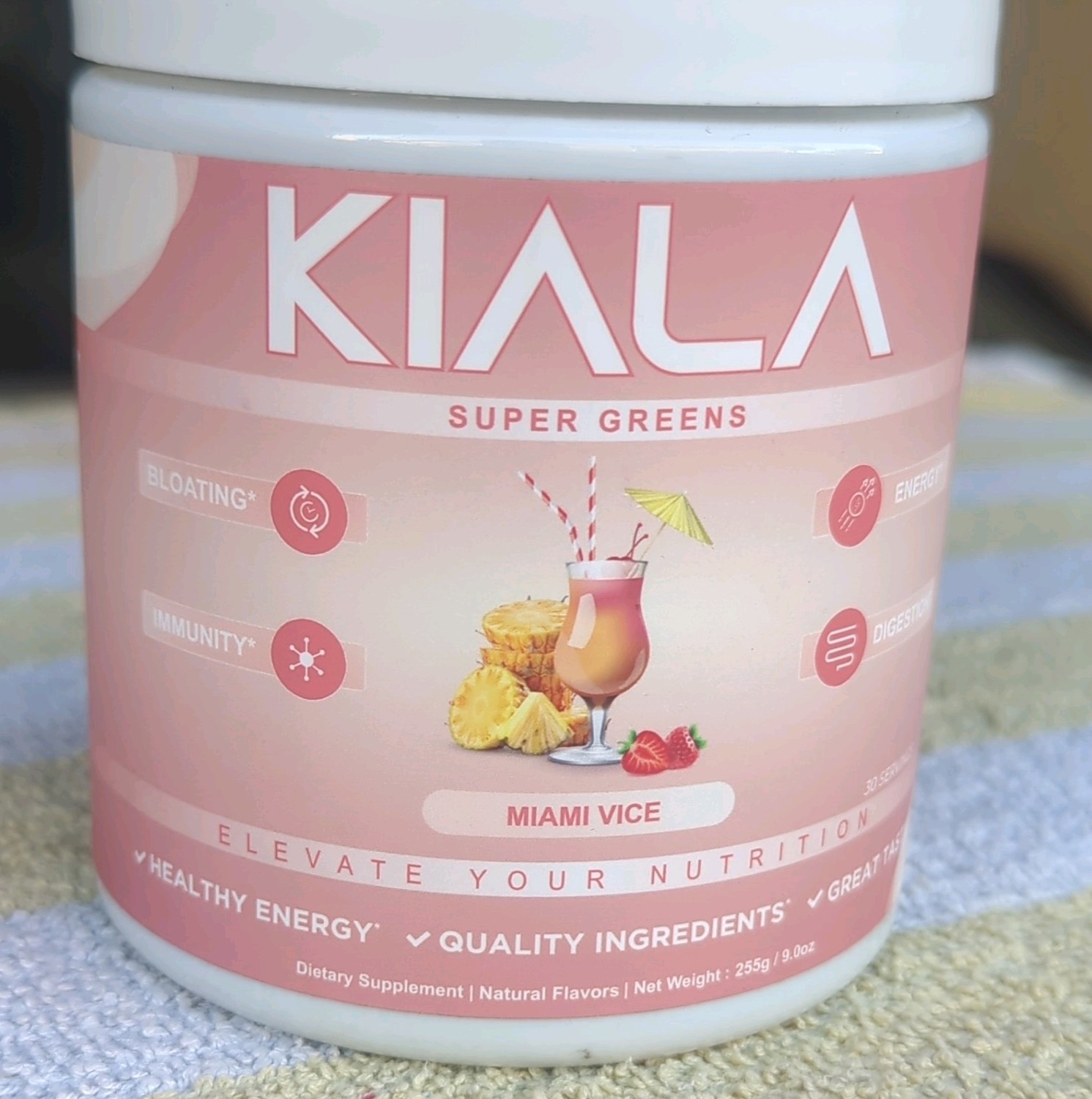 Kiala Super Greens Organic Powder Dietary Supplement Miami Vice 255g Exp 07/2027