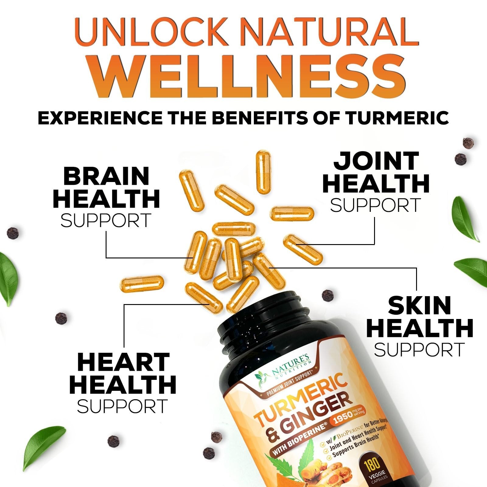 Turmeric Curcumin Supplement – 95% Curcuminoids – 120 Capsules