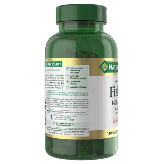 Nature’s Bounty Fish Oil 1400 mg, 130 Coated Softgels Heart & Vascular Health