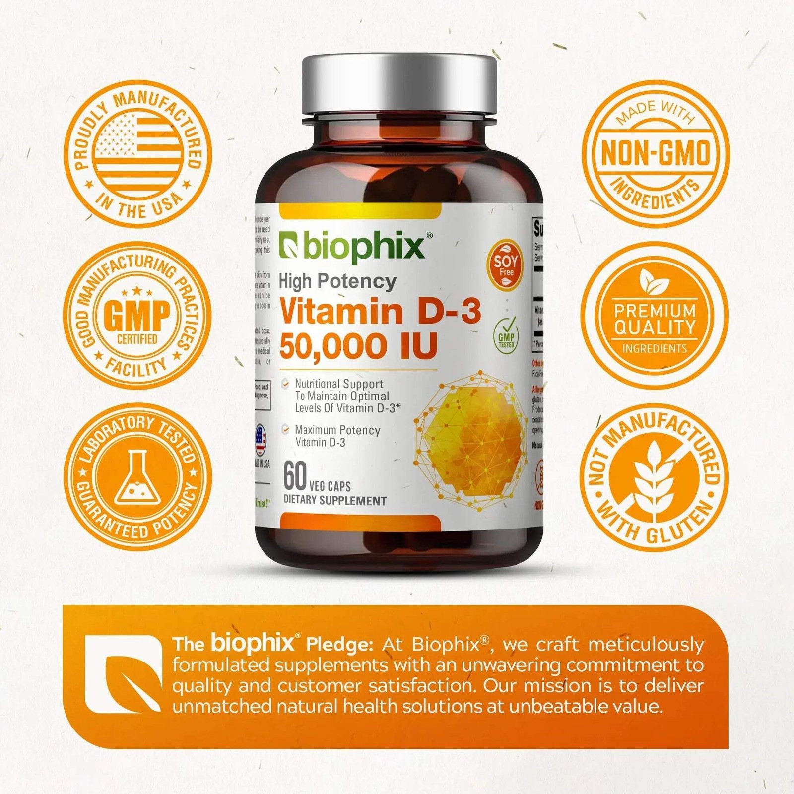 Biophix Vitamin D-3 50000 IU 60 Vcaps – Maximum High Potency