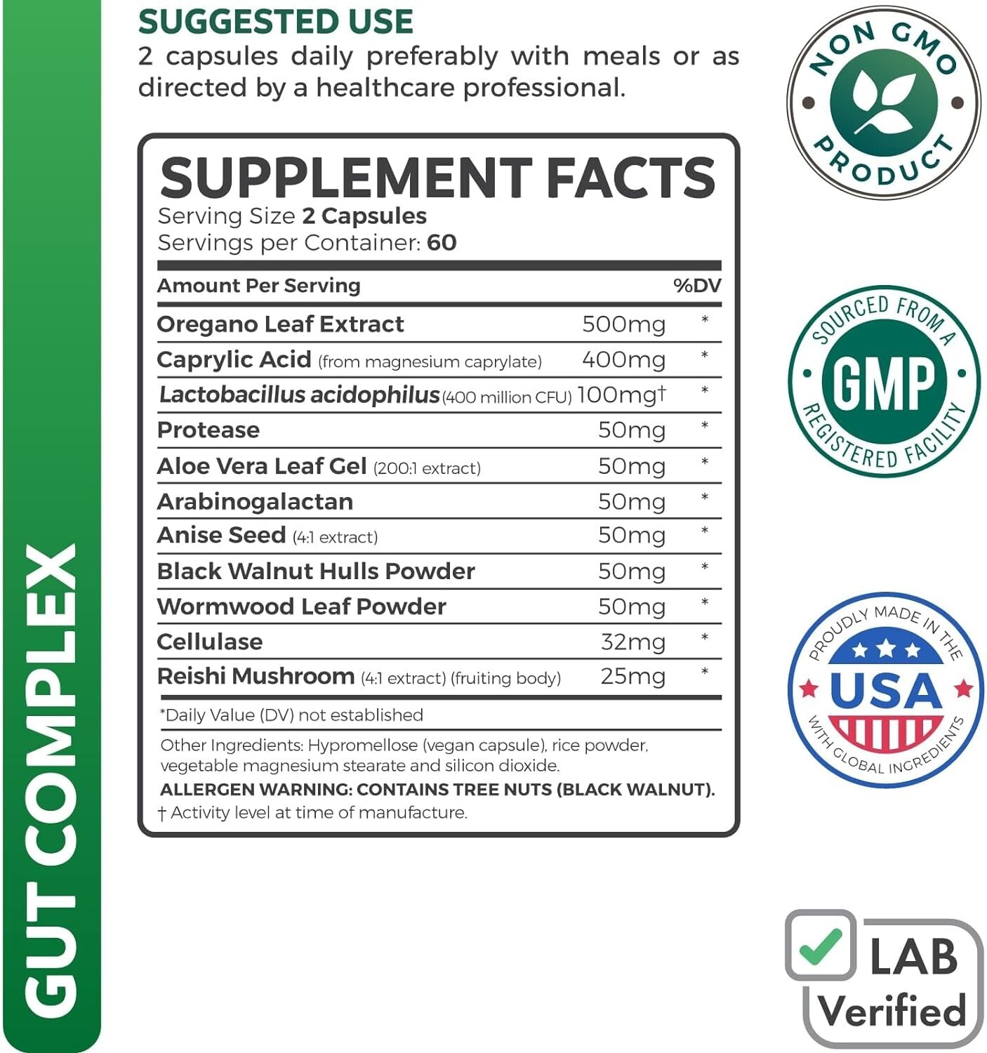 Health’s Harmony Candida Support (120 Capsules) – Caprylic Acid, Oregano Oil