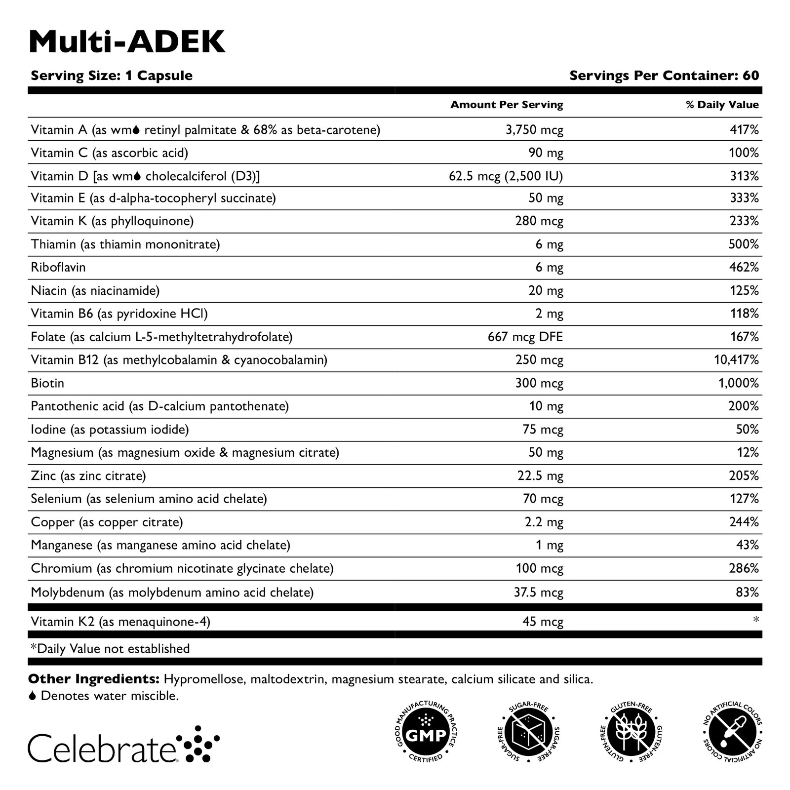 Celebrate Vitamins – Multi-ADEK Vitamin Capsules, Iron-Free