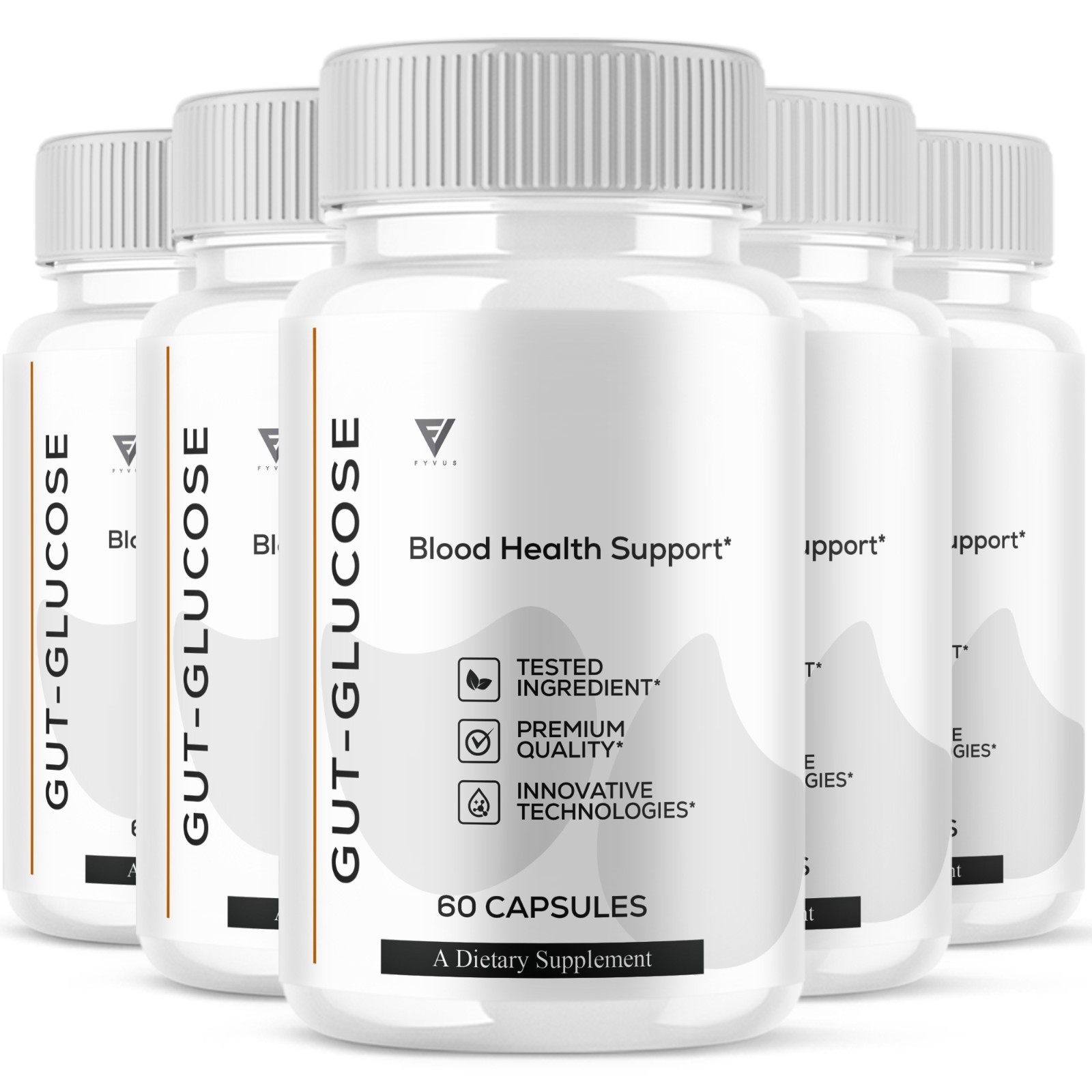 (5 Pack) Gut-Glucose Blood Support, Gut-Glucose Supplement (300 Capsules)