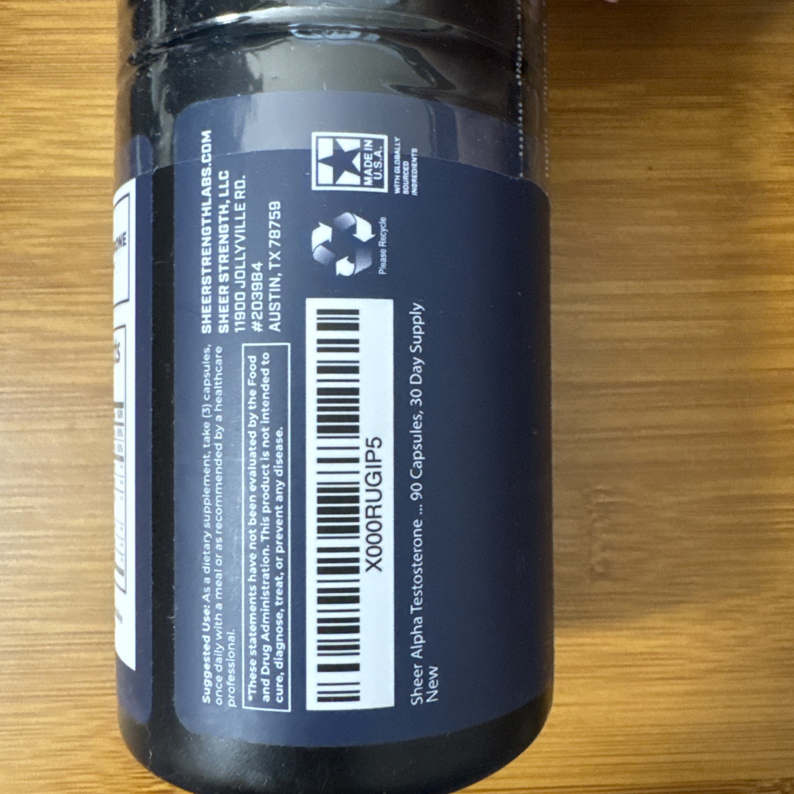 1x Sheer Strength Labs Sheer Alpha Test Booster 90 Capsules EXP 10/28