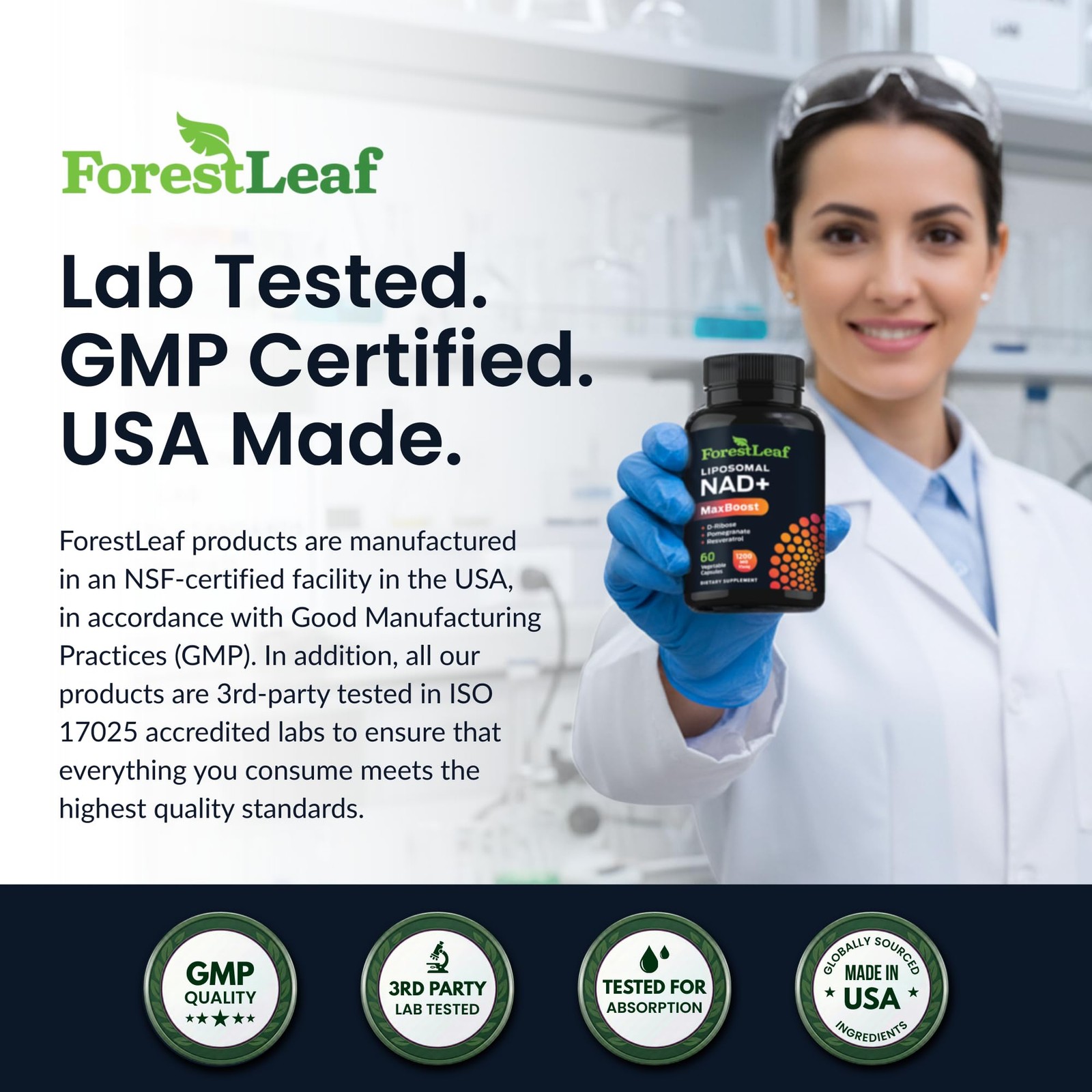 ForestLeaf NAD Resveratrol Capsules, Liposomal 60 Count (Pack of 1)