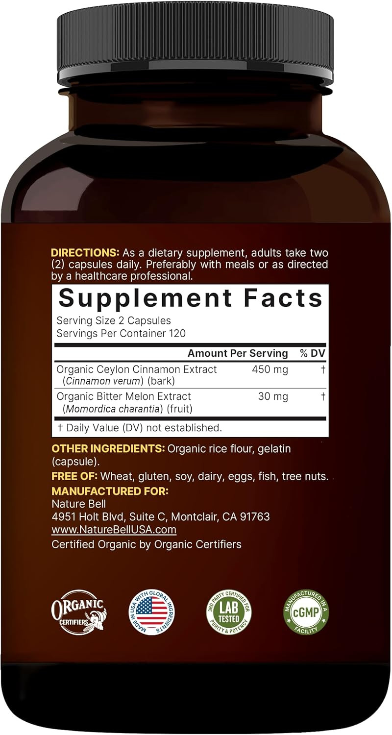 Ceylon Cinnamon per Serving, 240 Capsules | Made with Organic Sri Lanka Ceylon C