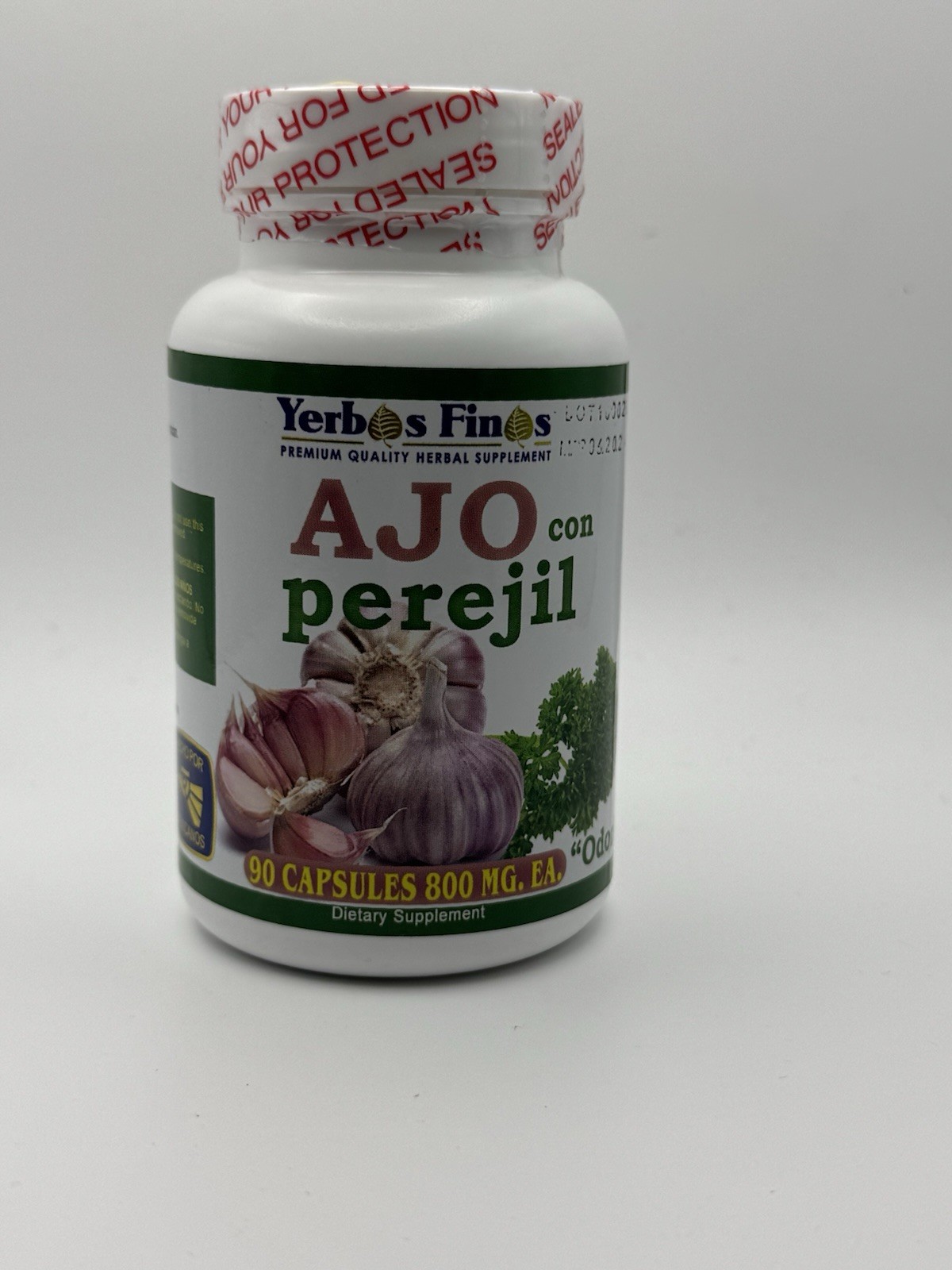 Yerbas Finas Odorless Garlic & Parsley Supplement 800 mg 90 Capsules